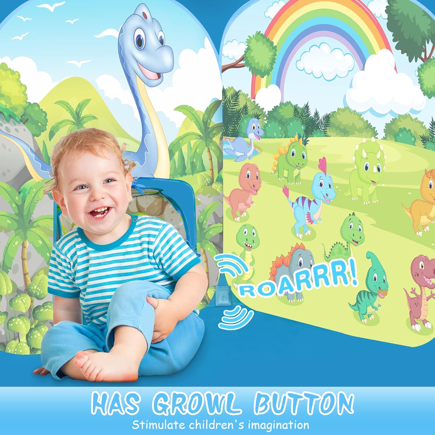 Balnore 3PC Dinosaur Kids' Play Tents & Tunnels with Roar Button, Pop Up Toddler Play Tent, Crawl Toddler Tunnel Toy Tent for Girls & Boys, Indoor & Outdoor Dinosaur Tent for Kids Backyard Play Set : Toys & Games