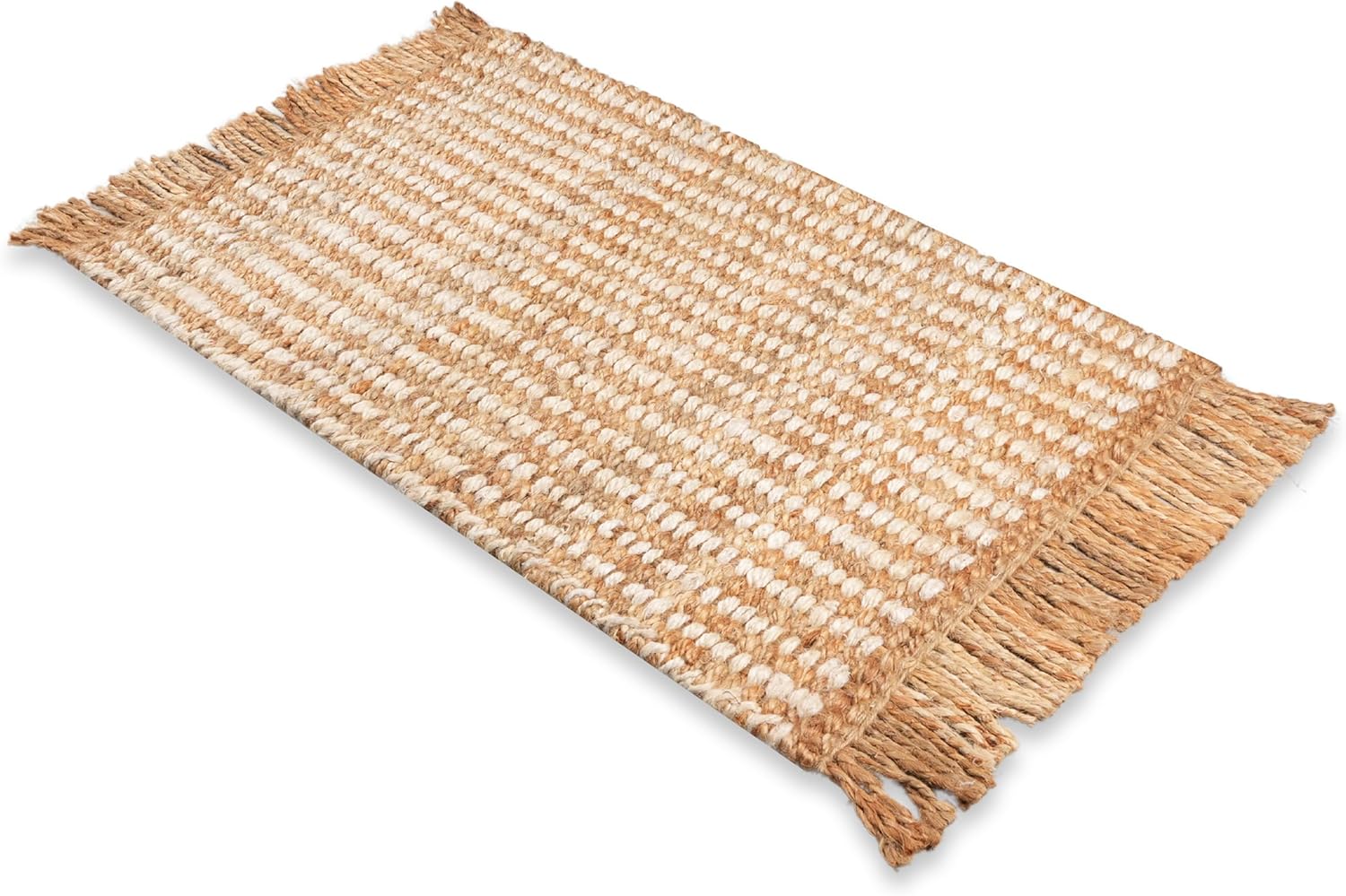 Goroly Home Hand Woven Jute Braided Rug 2x3 Feet Plain Weave - Natural Color, Reversible Boho Entry Area Rugs for Kitchen, Living Room I Farmhouse Indoor Outdoor Decorative Floor Rug - 24x36 Inches