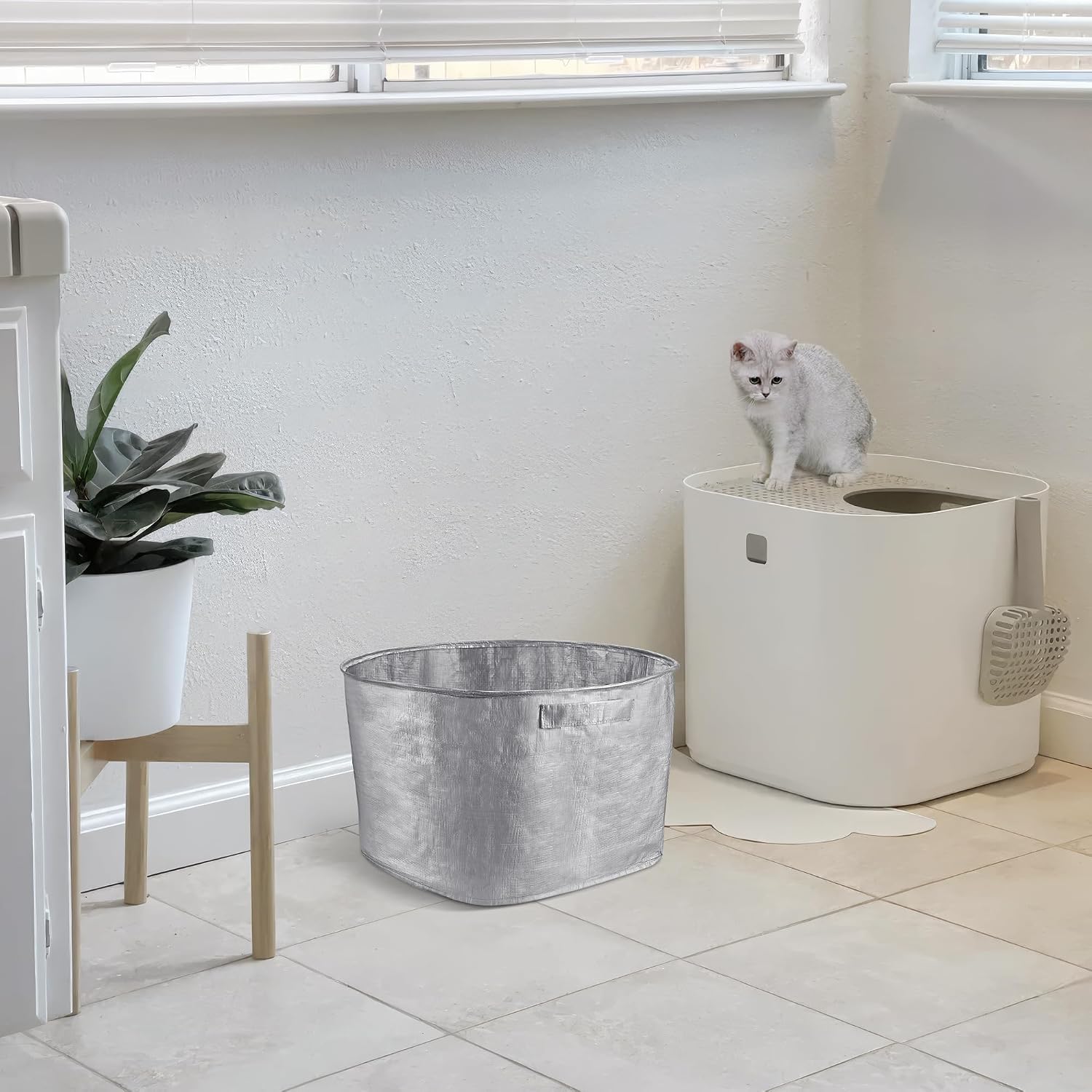 4 Pack Reusable Litter Box Liners Compatible with Modkat Flip Type A | Waterproof Cat Litter Box Liners with Carry Handles, Durable Scratch-Resistant Type A Inserts for Cleaning and Replacement