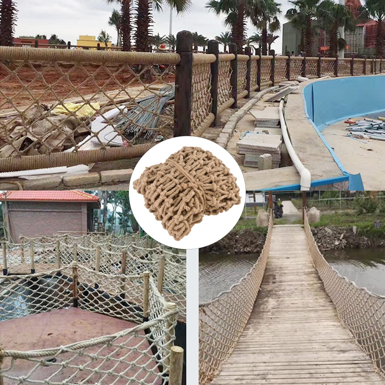 Dziecięcy domek na drzewie i balkony siatka wspinaczkowa dla dzieci, siatka bezpieczeństwa z naturalnej juty 1x1 m, ochrona terenów zabaw na świeżym powietrzu, siatka bezpieczeństwa i wspinaczka p
