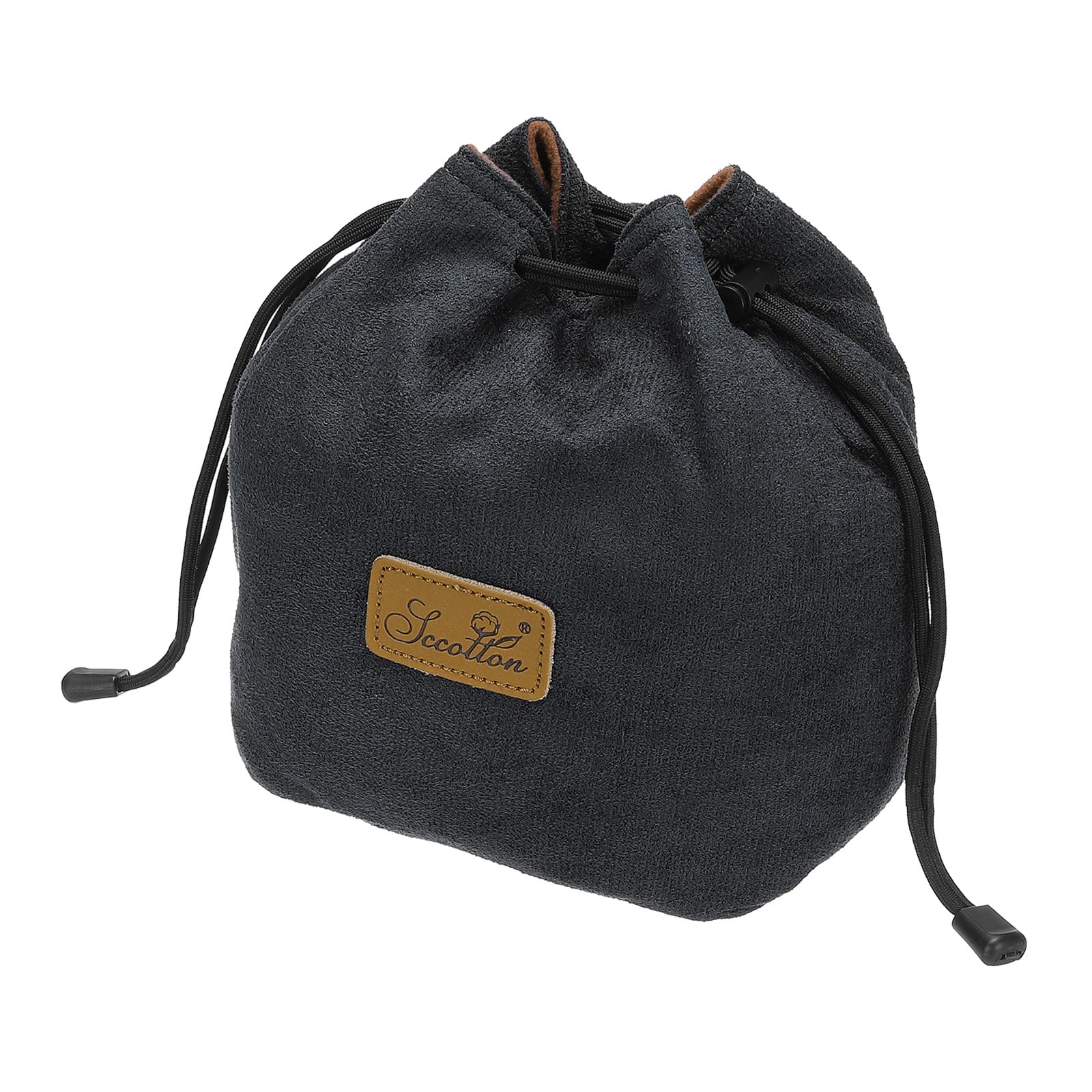 PATIKIL Custodia Morbida per Fotocamera, Taglia M Antiurto, Coulisse, Custodia Obiettivo Flanella, Compatibile Obiettivi per Fotocamera Dslr Nikon, Bicchieri per Acqua, Nera