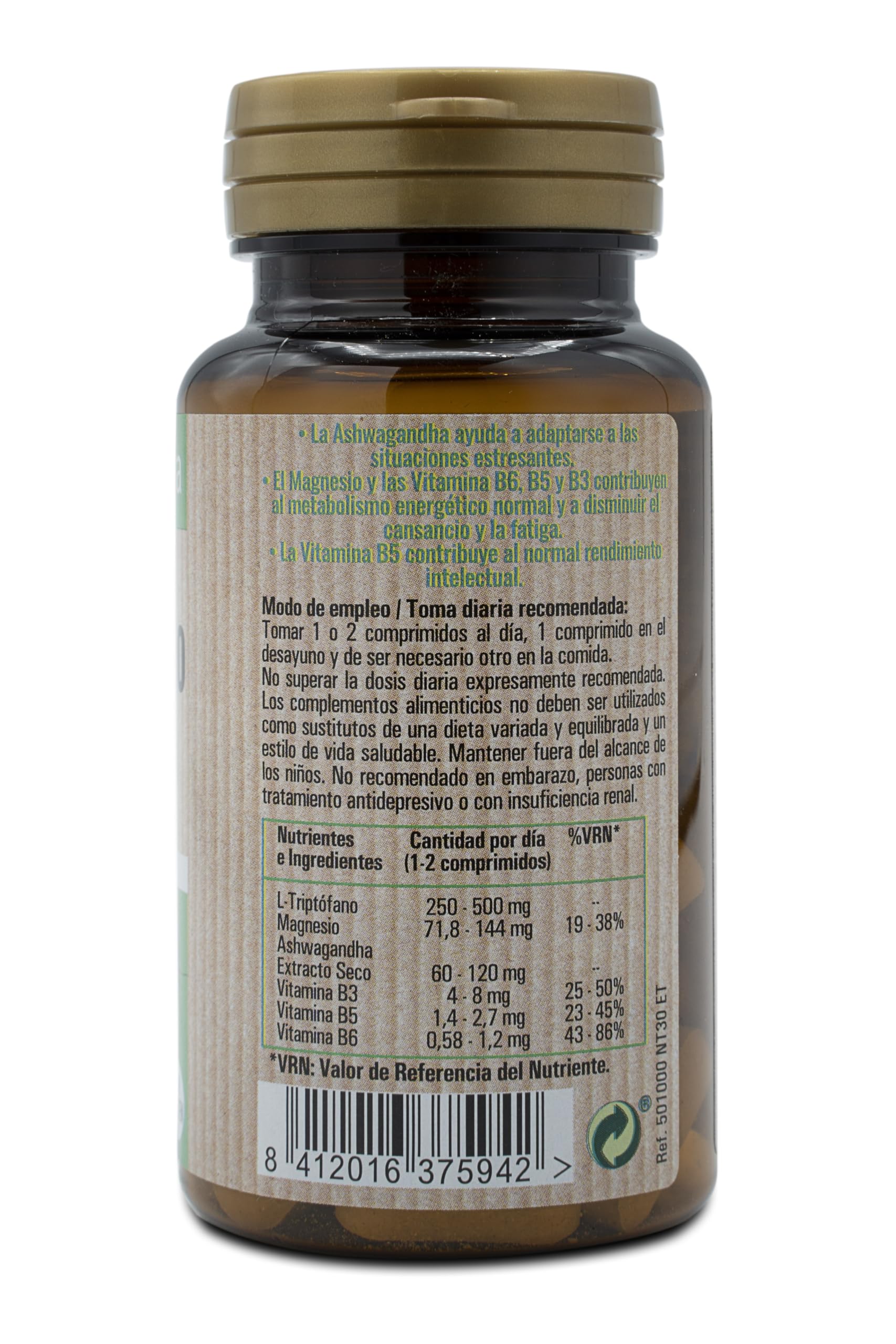 Triptofano + Ashwagandha 30 Compr Naturtierra