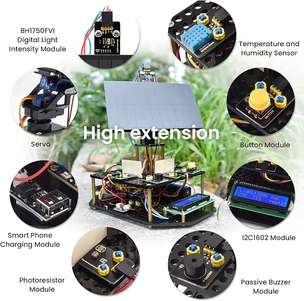 KEYESTUDIO Kit électronique de Suivi Solaire DIY pour Arduino UNO, capteur de température et d'humidité, capteur de lumière BH1750, etc. Cadeau de Programmation éducatif pour Adolescents Adultes - 3