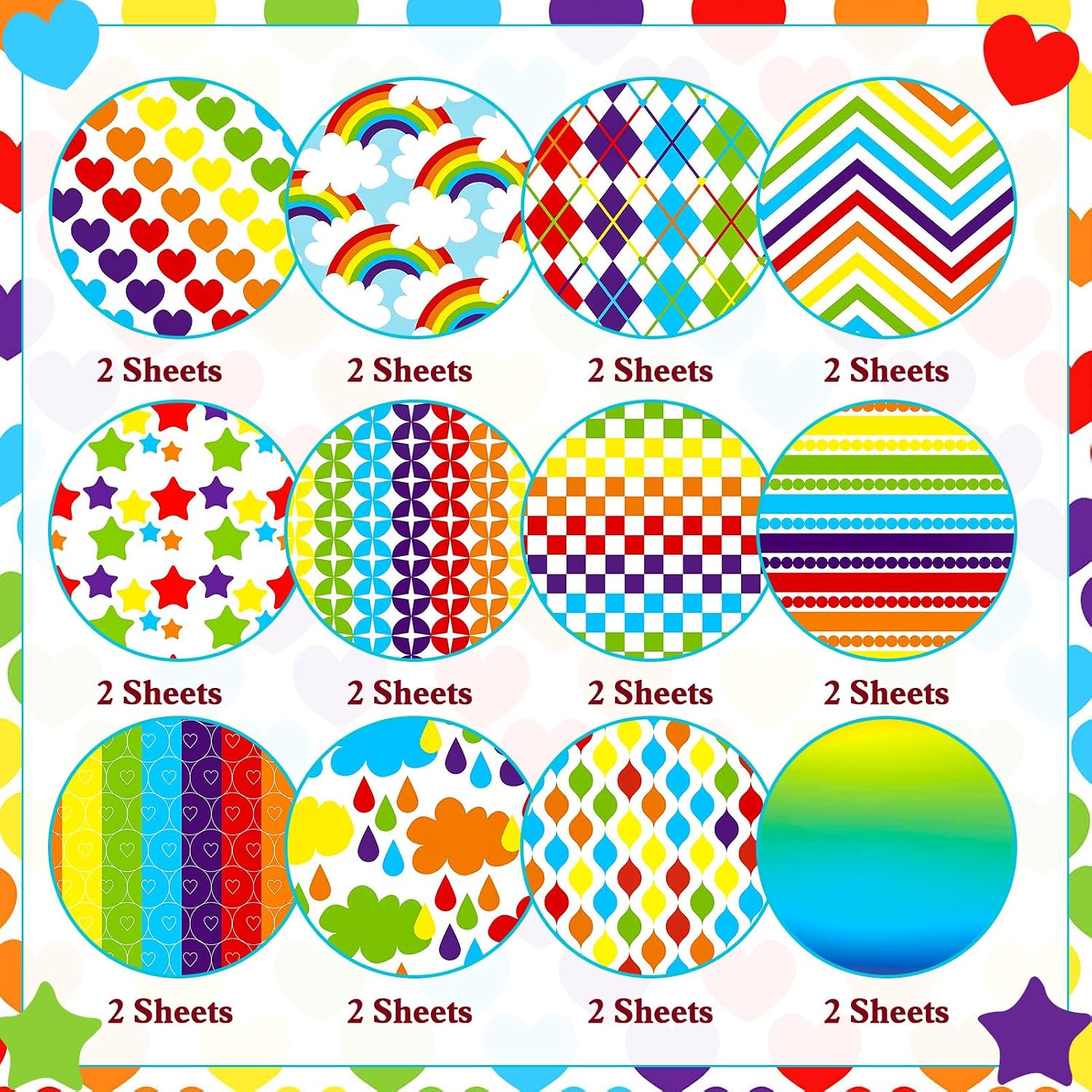 Konsait 24 Sheets Double Sided Rainbow Scrapbook Paper 12x12, Pride Day Origami Paper Rainbow Cardstock Pride Month Holiday Cardstock for Card Making Scrapbook Supplies image 2