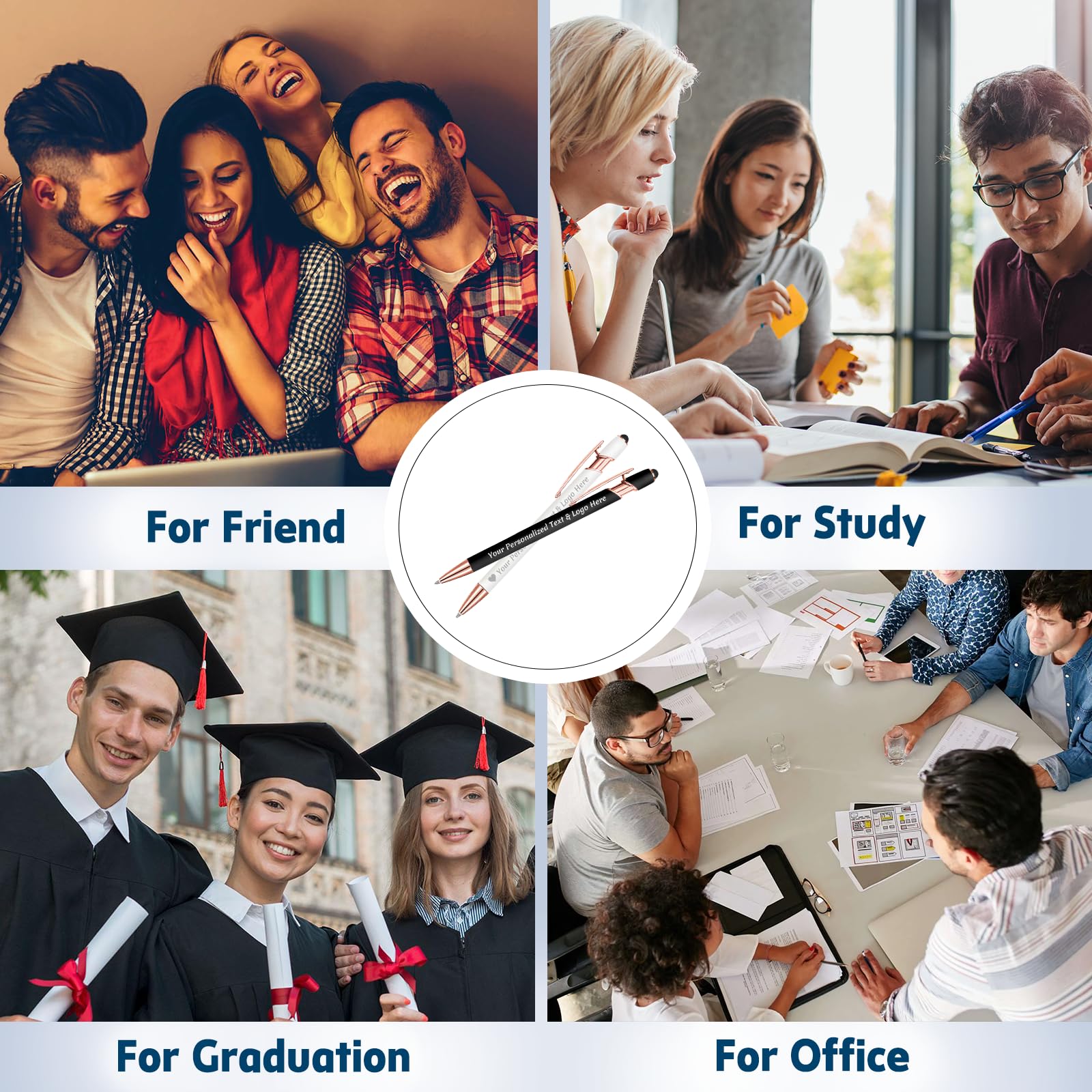Personalisierte Stifte mit Namen Gravierte Stifte Bulk Custom Kugelschreiber mit Logo Text Kundenspezifische Business Stifte Schwarze Tinte Stylus Abschlussfeier Geburtstag Büro Männer Frauen Lehrer