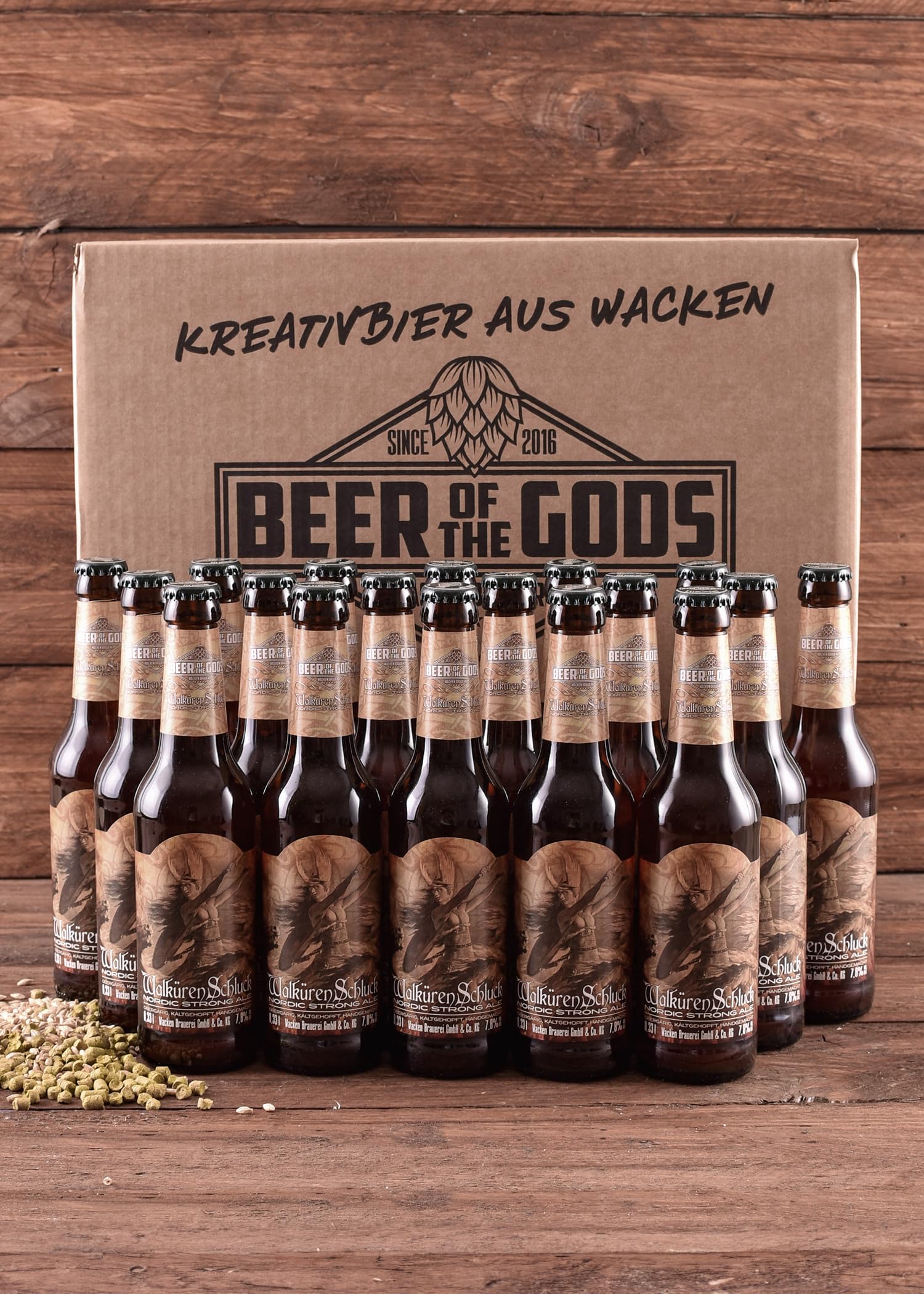 Wacken Brauerei Walkürenschluck - Pack de cervezas caseras - 20 botellas de 0,33 l de cerveza IPA doble fuerte - La cerveza de los dioses - Ganadora del World Beer Award