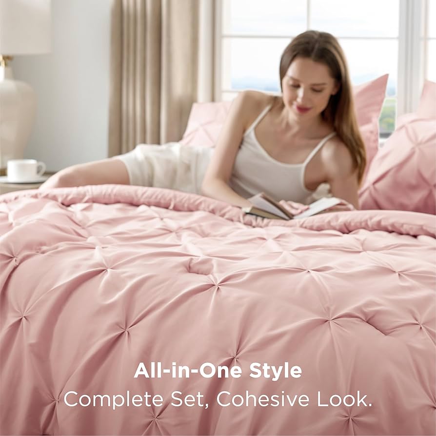 Amazon.com: Bedsure Queen Comforter Set Pink - Bed in a Bag