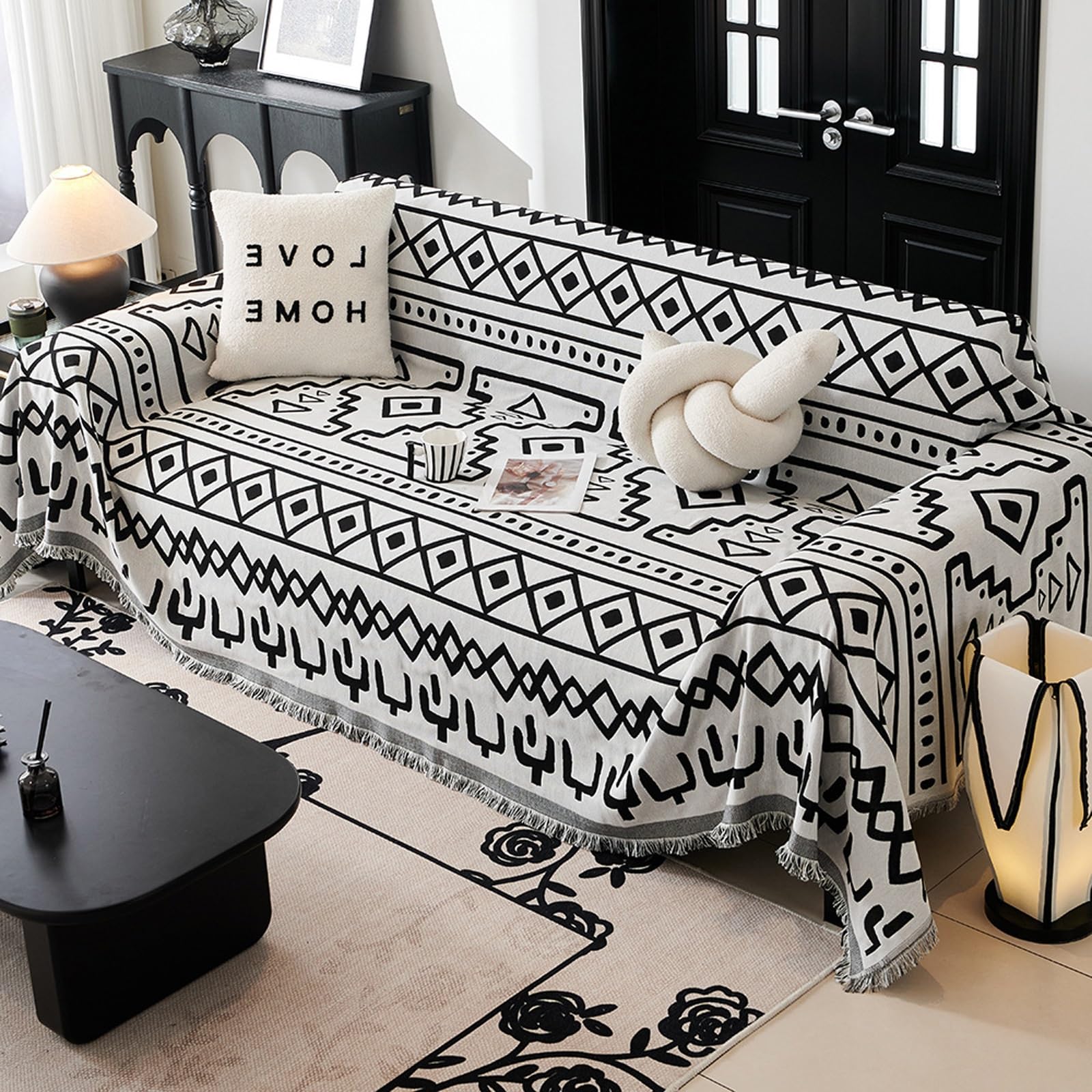 Housse canapé jacquard 180x260cm pour des soirées cocooning
