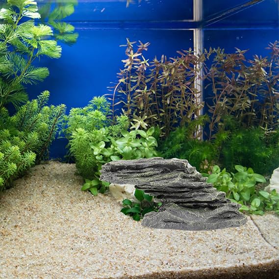 Healifty Basking Platform Resin Ornament with Step Ramp Design, Turtle