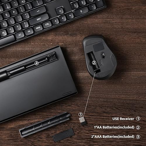 Miniatura 7 de darkFlash Teclado mecánico inalámbrico y mouse para oficina, combo de teclado y mouse de tamaño completo de 106 teclas, interruptores rojos lineales