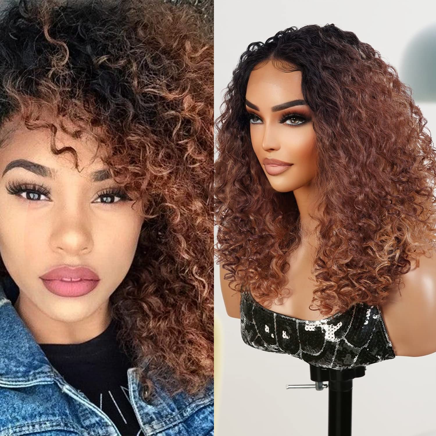 STUDIOCUT BY PROS Medium Curly Bob Deep Wave T Part Swiss Lace Front with Deep part wig middle center part for Black women Heat Resistant Synthetic