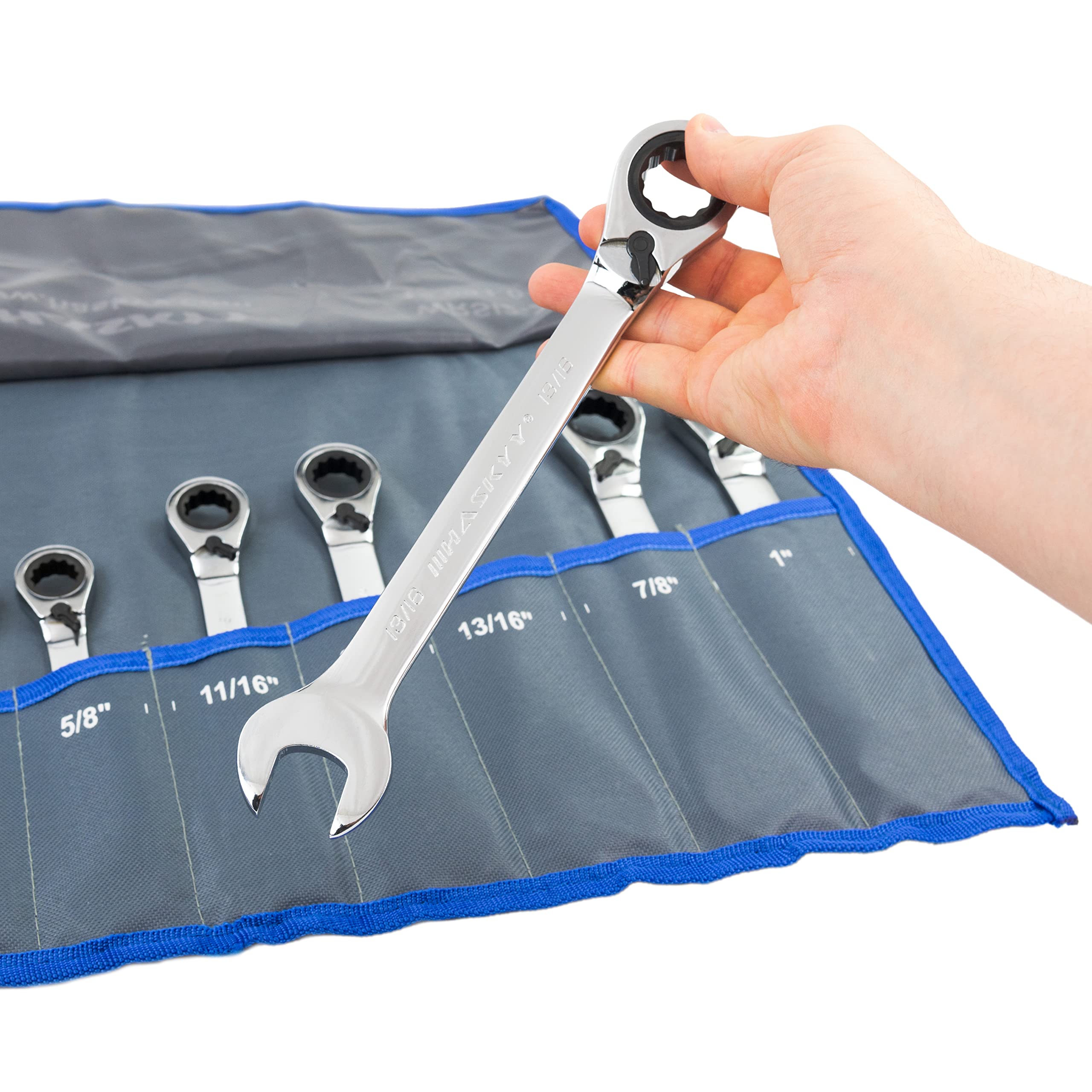 HASKYY Ensemble d'outils Clé à cliquet avec douilles 5/32-1.1/4-pouces Clé à cliquet 1/4-1 pouce avec angle de travail 15° Pouces/pouce 36 pièces