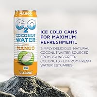 Vista 3 de C2O - Agua de coco con mango (paquete de 12) - Hecha con agua de coco fresca - A base de plantas - Sin OGM - Agua enlatada - Hidratación natural