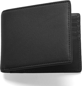 Leatherology Black Onyx Bifold Wallet - 8 credit card slots, single bill compartment, slimmer folded design