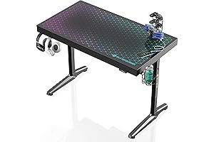 Eureka Ergonomic RGB Gaming Desk with Music Sync LED Lights