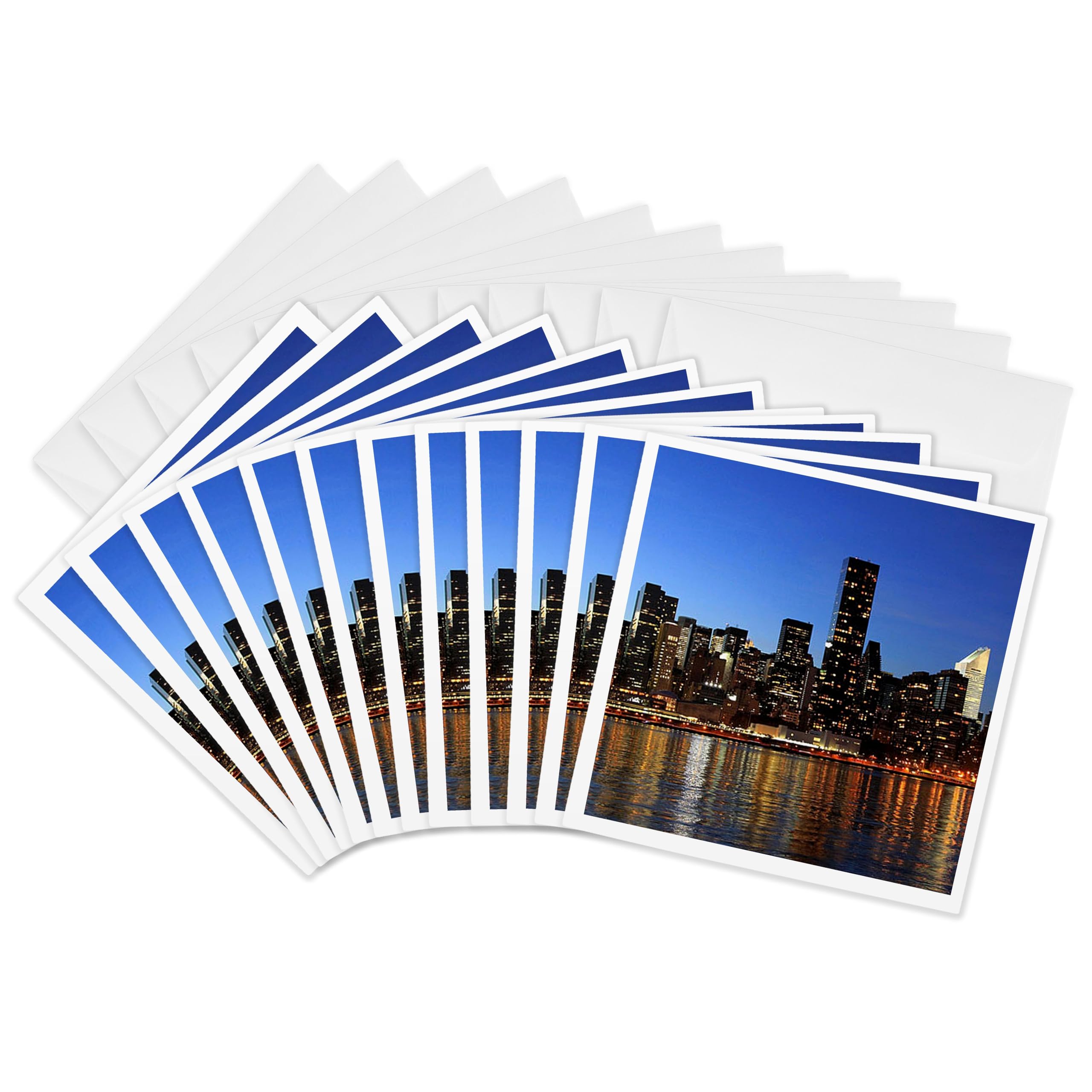 3Drose New Your City Midtown Queens Skyline - Greeting Cards, 6 by 6-inches, Set of 12 (gc_21667_2)