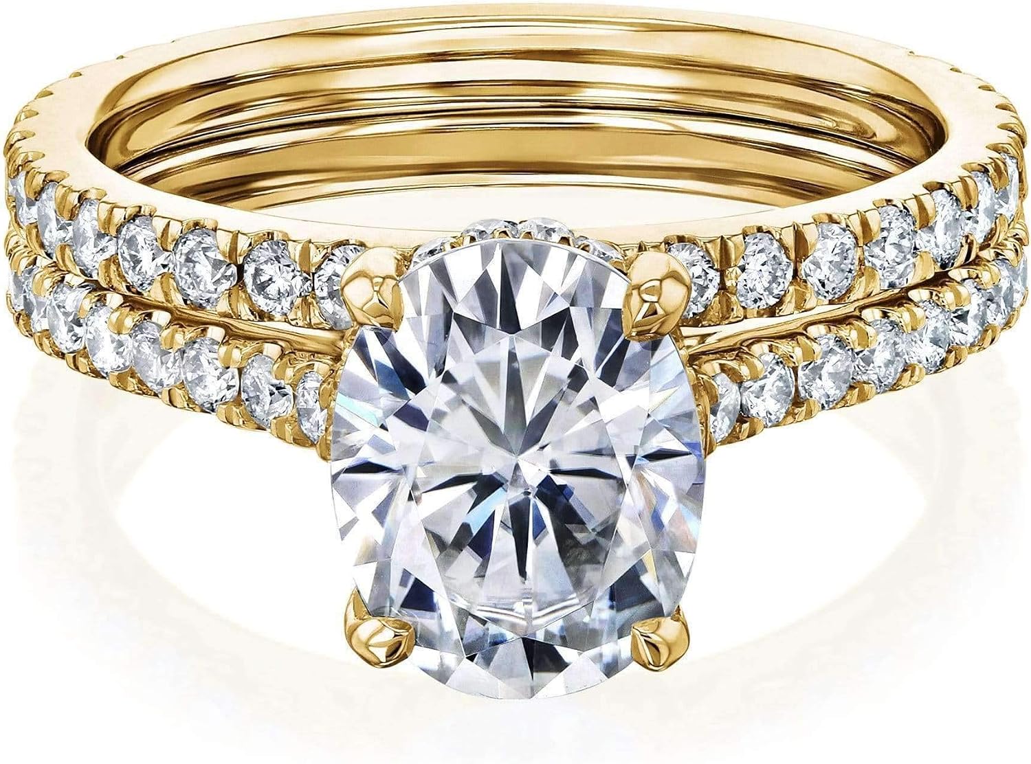 Kobelli 2.1ct Oval Forever One Moissanite Drop Halo Bridal Set
