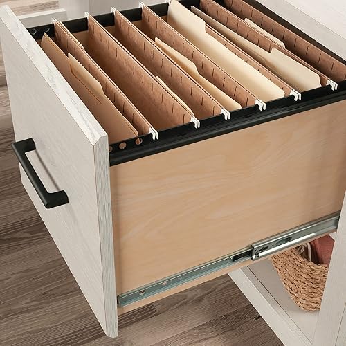 Miniatura 8 de Sauder Summit Station - Escritorio esquinero en forma de L para oficina en casa con cajón y estante de almacenamiento abierto, en roble glaciar