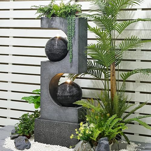 Miniatura 9 de Fuentes de agua para interiores y exteriores, gran 46.05 pies de alto, moderna cascada de agua, fuente para interiores y exteriores, grande con