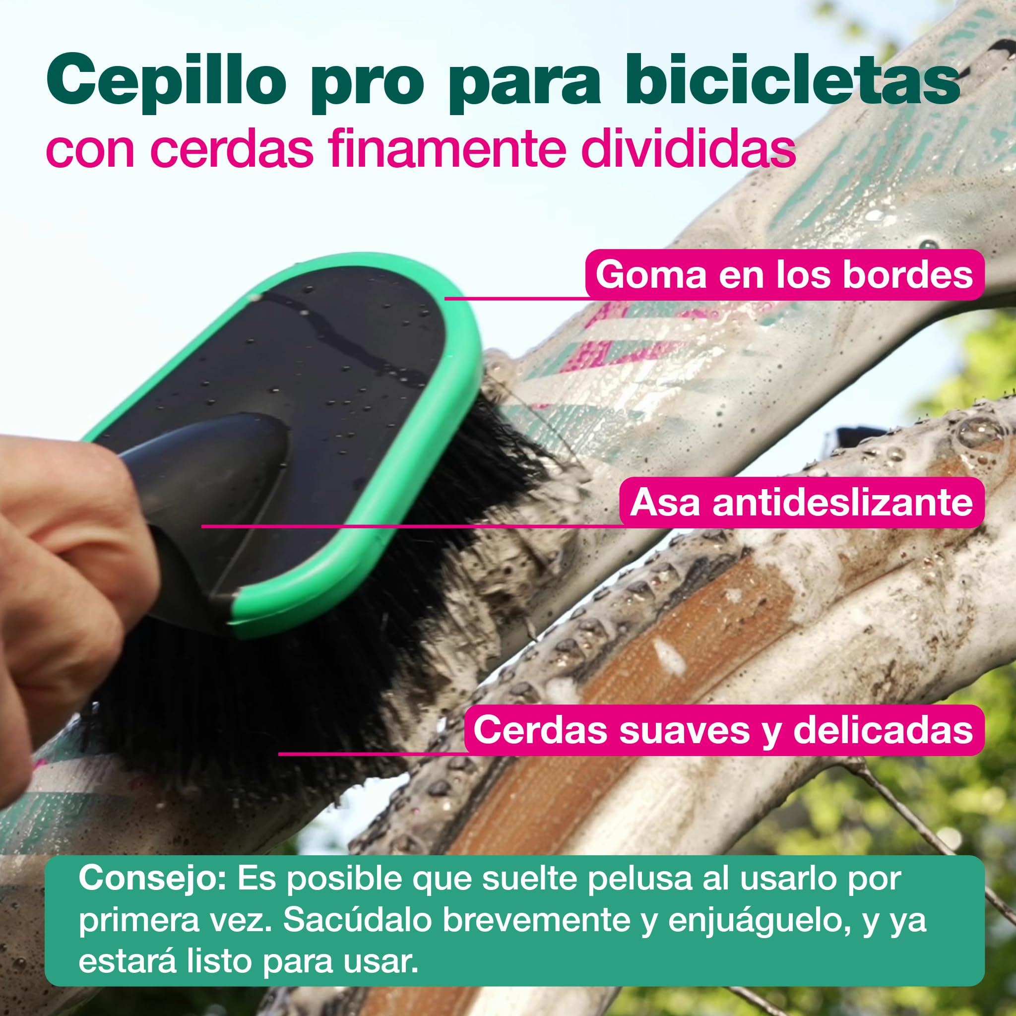 bio-chem Kit de limpieza de 9 productos para bicis, BTT y bicis eléctricas | Pulverizador de espuma, cepillos para la cadena y el cuadro y paño de microfibra - Limpieza y mantenimiento de la bicicleta