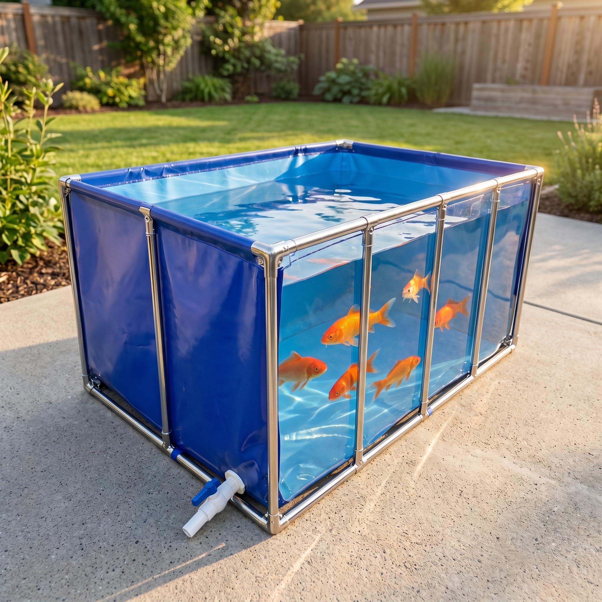 Piscina Fuori Terra Trasparente con Valvola di Scarico, Realizzata in Resistente Telo di PVC E Telaio in Acciaio, Ideale per Acquari E Laghetti Acquatici, Perfetta per Il Relax Allaperto.