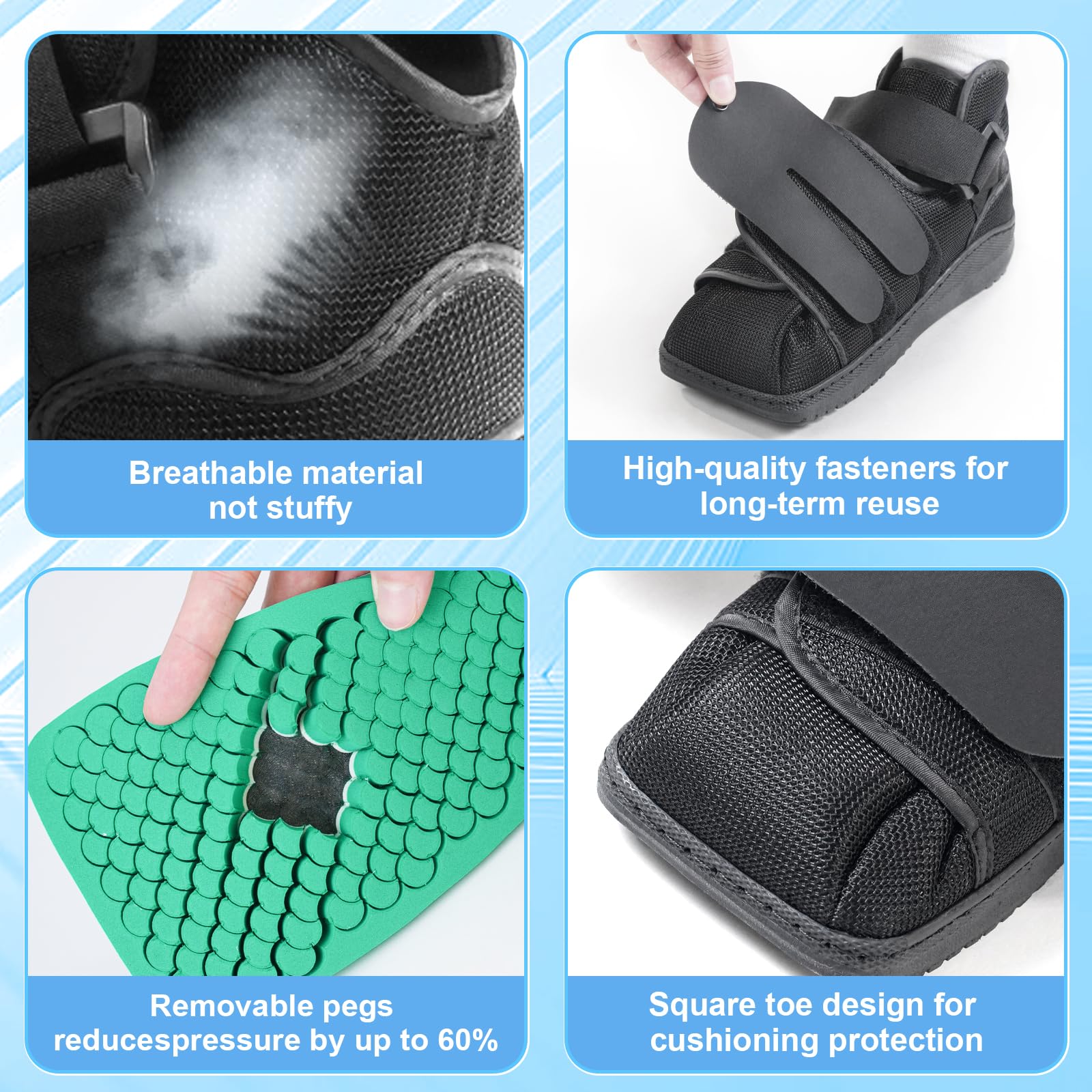 Estinko Zapatos postoperatorios cerrados, zapatos postoperatorios, zapatos médicos para caminar para fracturas para hombres y mujeres, soporte postoperatorio u operación, pie o dedo del pie roto, con