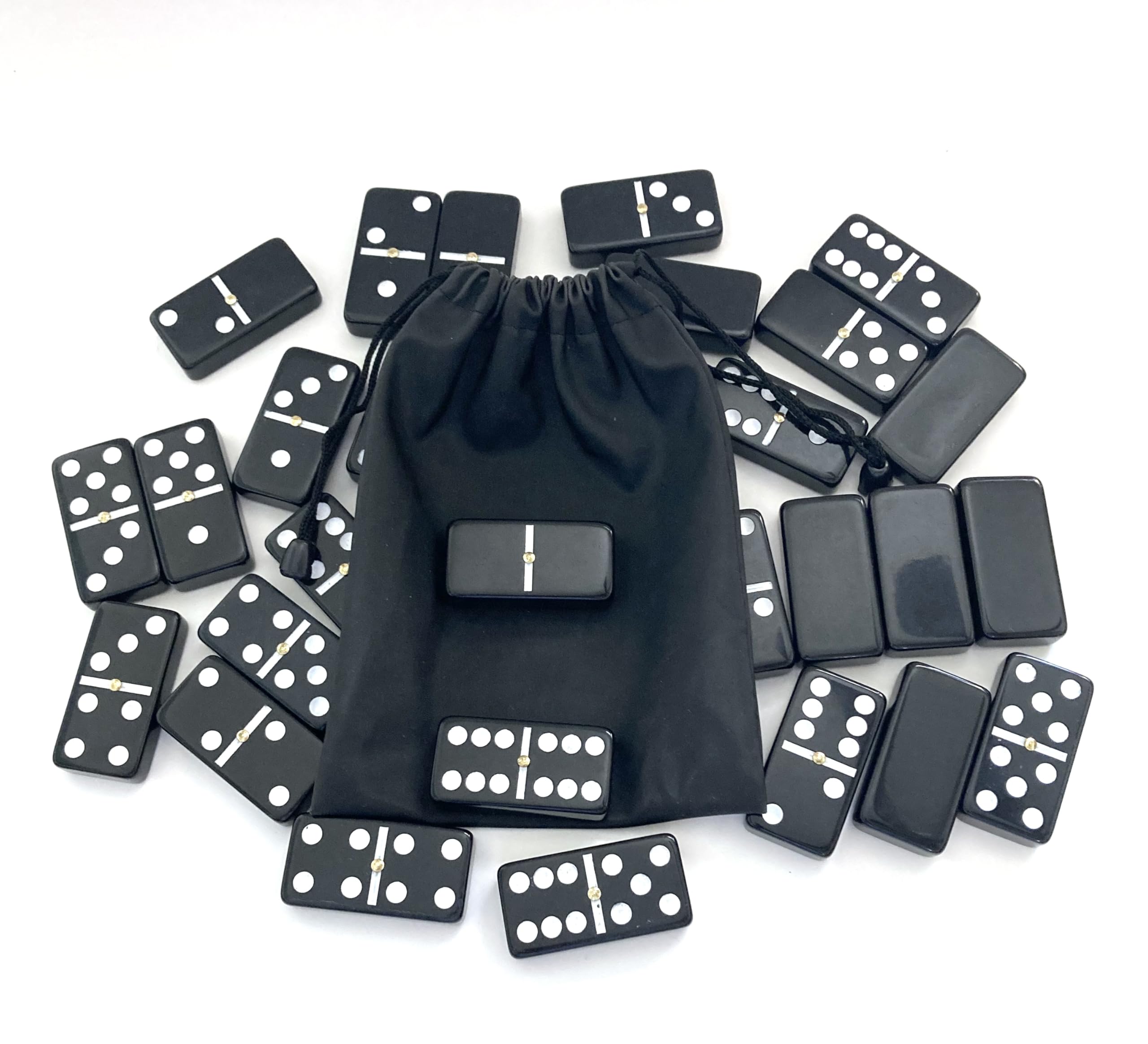 Classic Black Double Six Dominoes Set - Quality, Travel-Friendly, Ideal Gift Large Size Black Color Perfect for The Whole Family Adults Kids Seniors