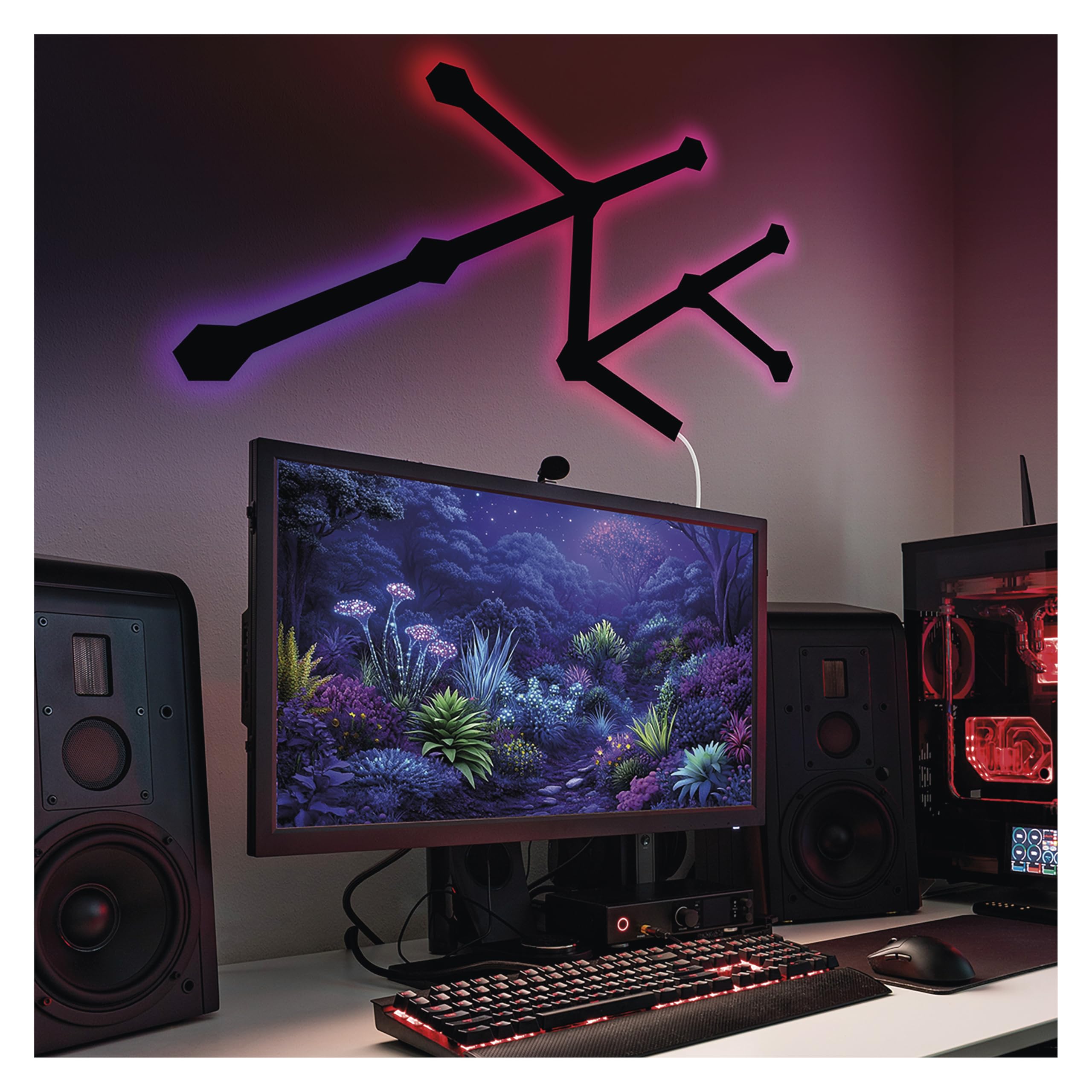 EMOS - Aplique inteligente RGBIC para juegos con aplicación, 9+9 piezas - Iluminación modular - 16 millones de colores, sincronización de música, control por voz - Luz ambiental WiFi de 2,4 GHz