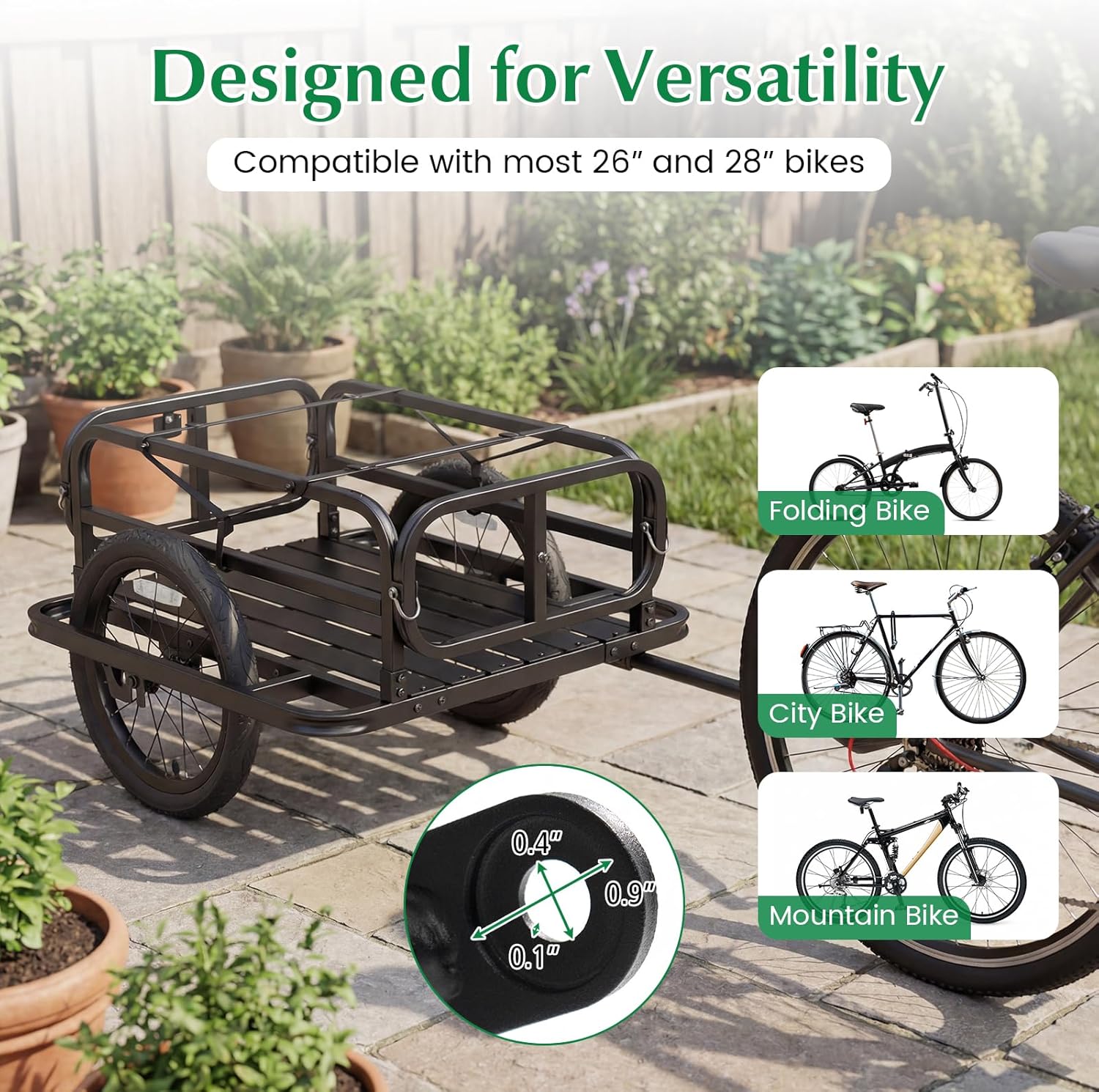 Bike Cargo Trailer, 220 LBS Metal Bicycle Wagon Cart with Universal Hitch & 16" Large Tires, Heavy-Duty Luggage Wagon Trailer for Camping, Shopping, Travel