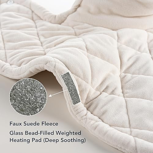 Miniatura 8 de Berkshire Blanket Almohadilla térmica con peso  Almohadilla térmica eléctrica de forro polar de gamuza sintética para aliviar el dolor de cuello,