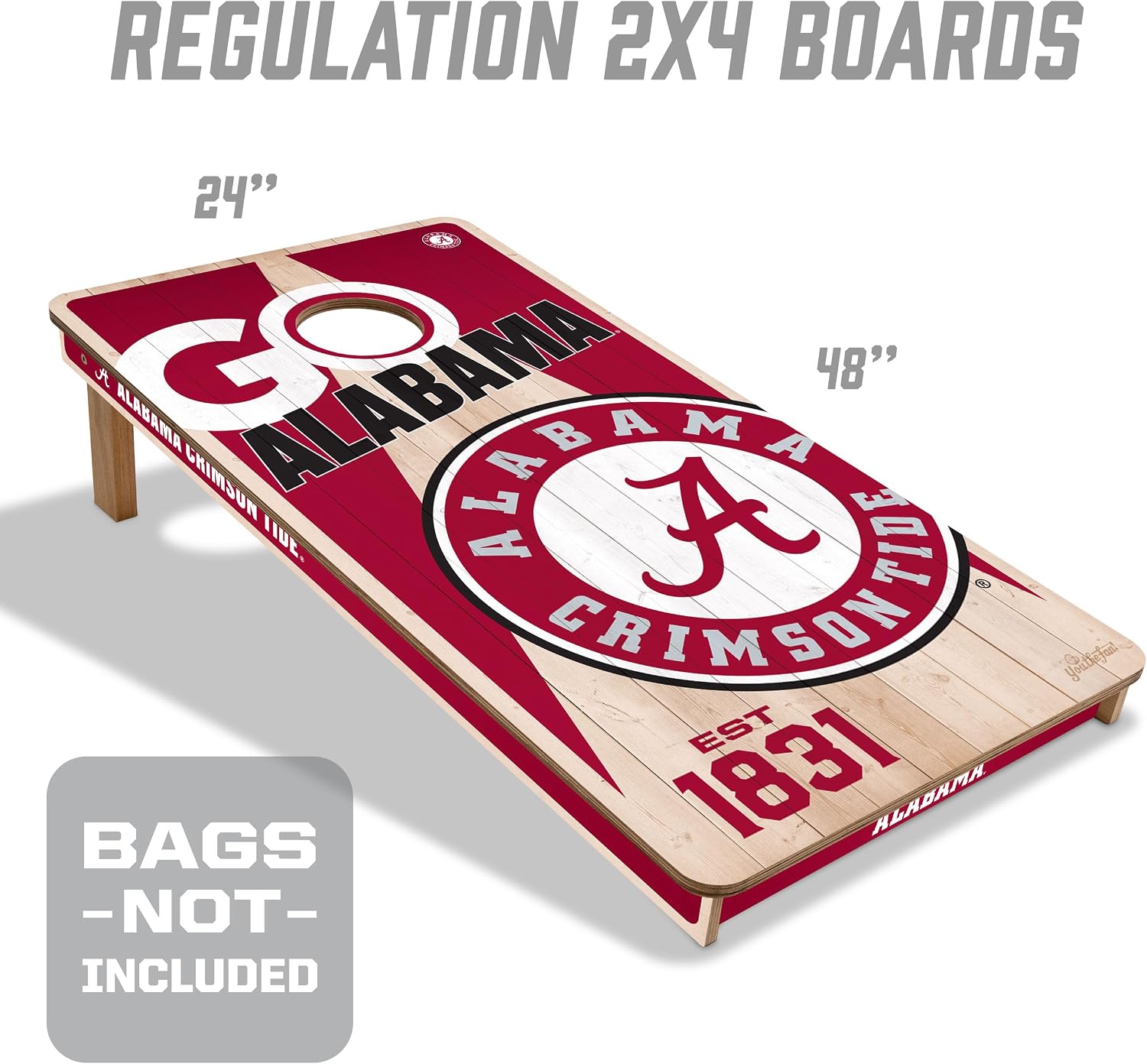 YouTheFan NCAA 2’ x 4’ Professional Wood Cornhole Game