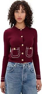 Women's Stitch Detail Puff Sleeve Cardigan