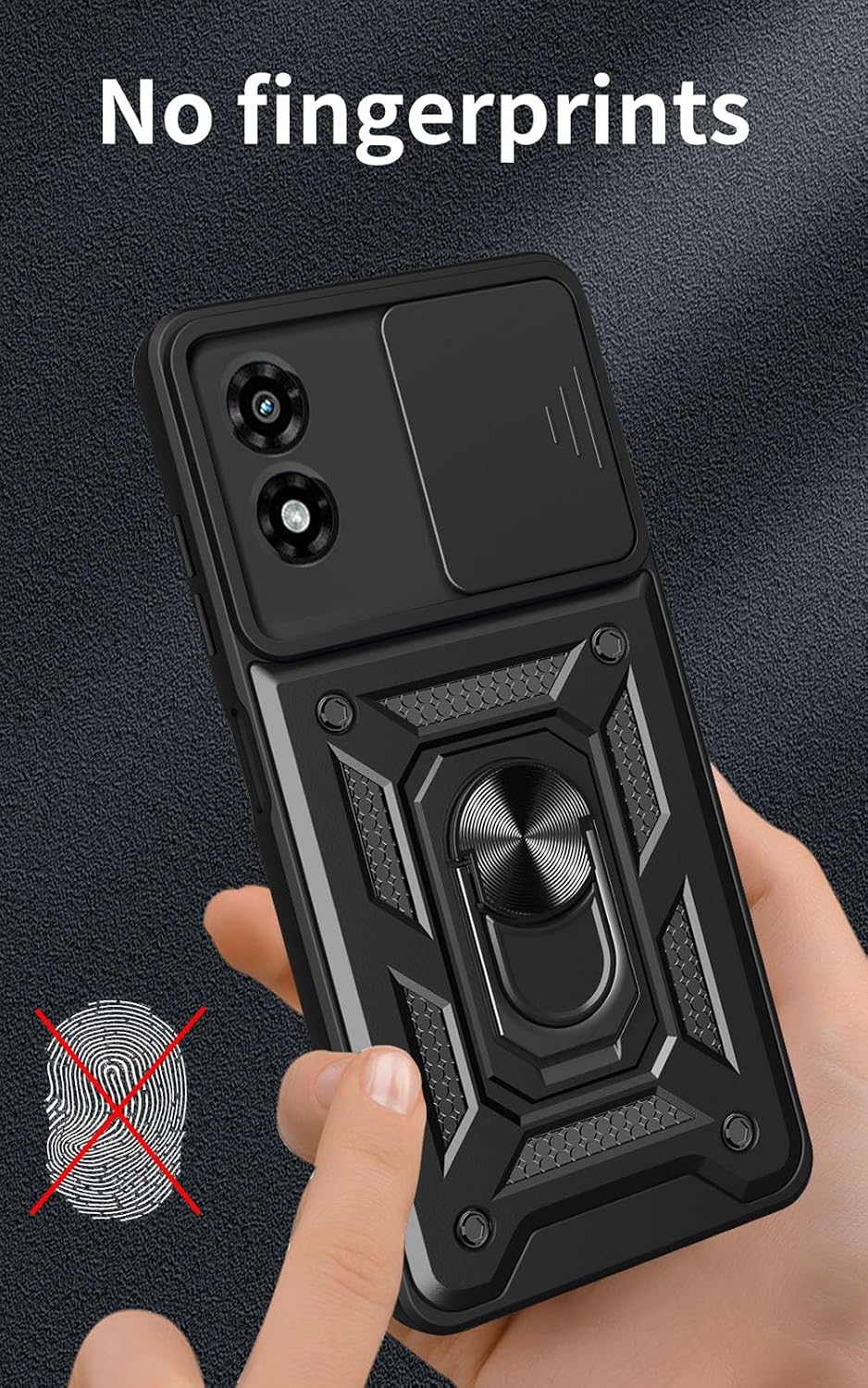 for Motorola Moto G-Play 2024 Case: with Screen Protector,Sliding Camera Cover and Multi-Angle Stand for Phone Cover Moto g-Play 2024 4G,Black