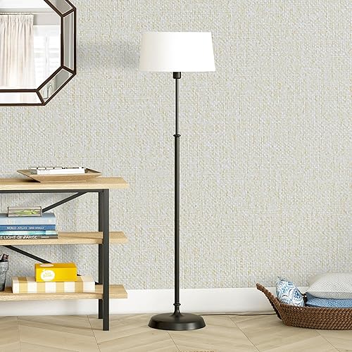 Miniatura 4 de Guvana Papel tapiz beige de 15.7 x 118 pulgadas, color crema, papel de contacto texturizado de tela de hierba sintética, autoadhesivo, color sólido,