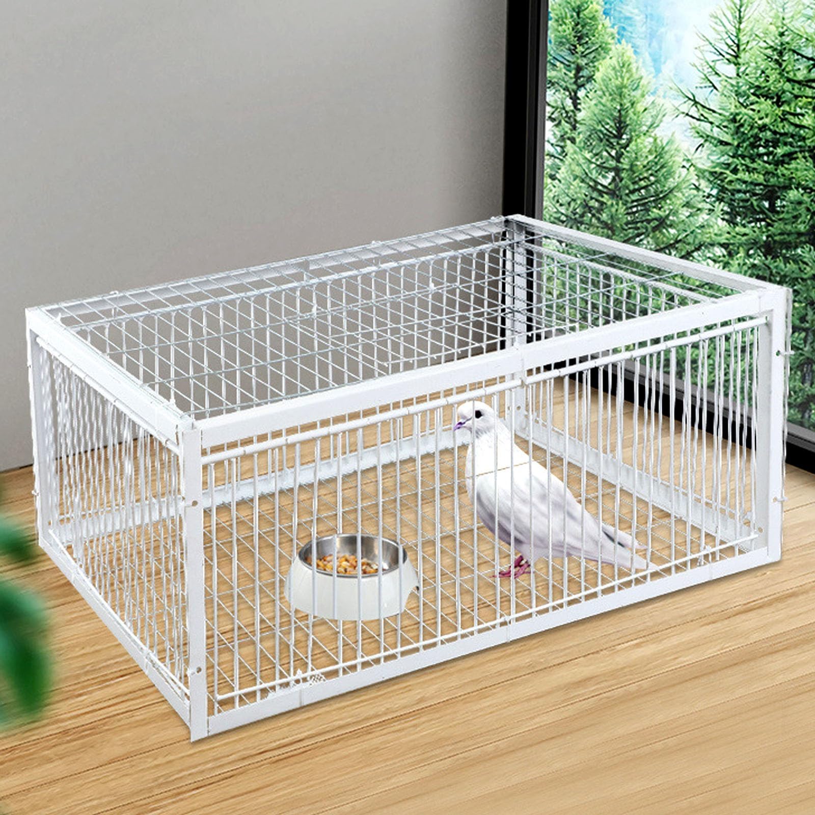 Jaula Trampa Para Pajaros, Trampa Para Palomas, 4 Trampas Para Pájaros Con Entrada Unidireccional, Jaula Trampa Para Pollos Y Pájaros, Trampa Para Pájaros, Trampa Para Gorriones(Blanco,40x30x26