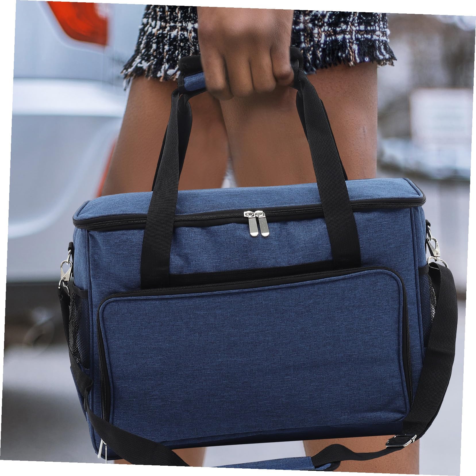 ORFOFE Sac de Rangement Résistant pour Machine à Coudre Tissu Oxford Pochette Multifonction avec Compartiments Multiples Portable et Ergonomique Bleu