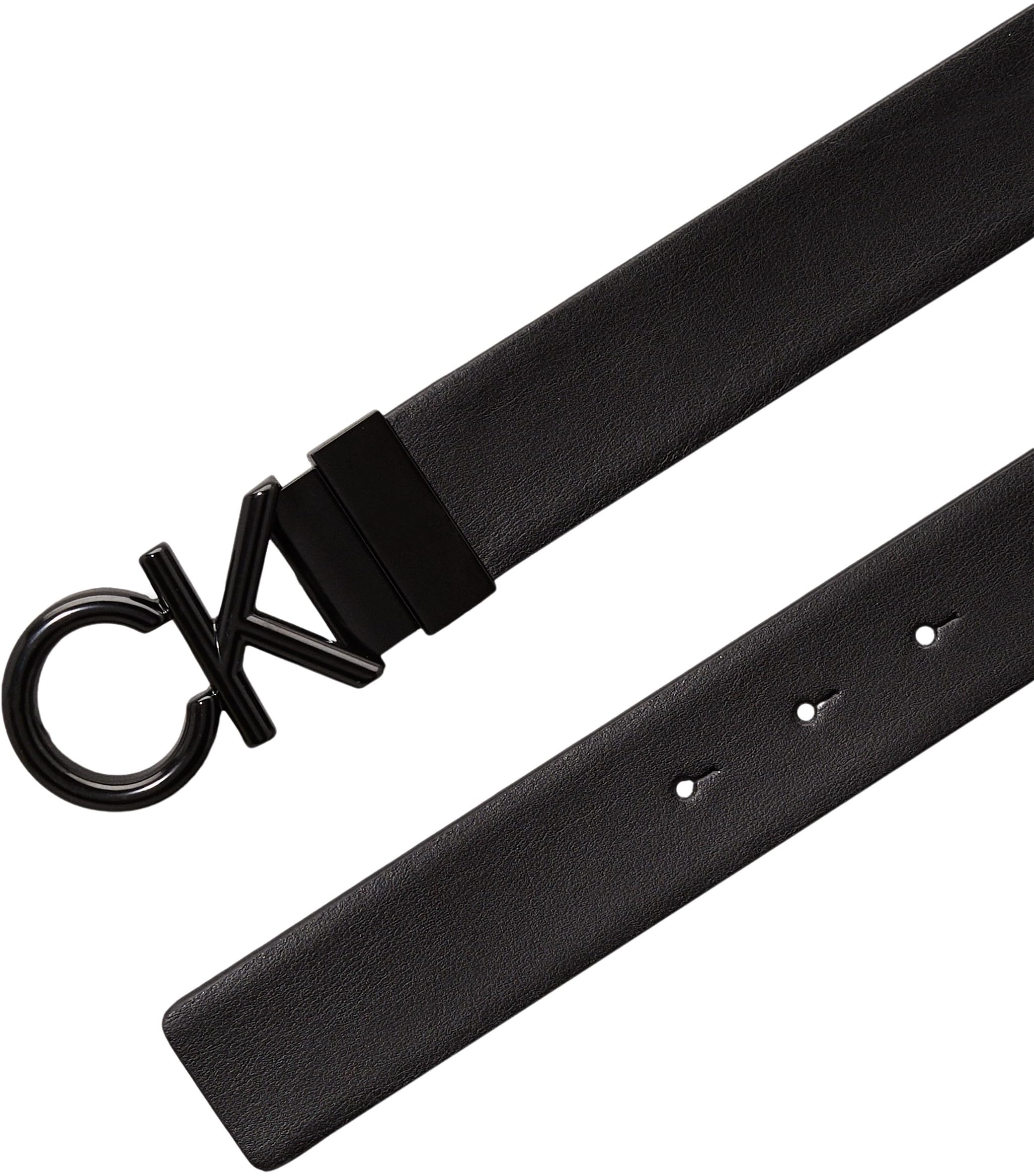 Calvin Klein Herren Gürtel Metal Bombe Mono zum Wenden, Schwarz (Ck Black Smooth/Classic Mono), 115 cm