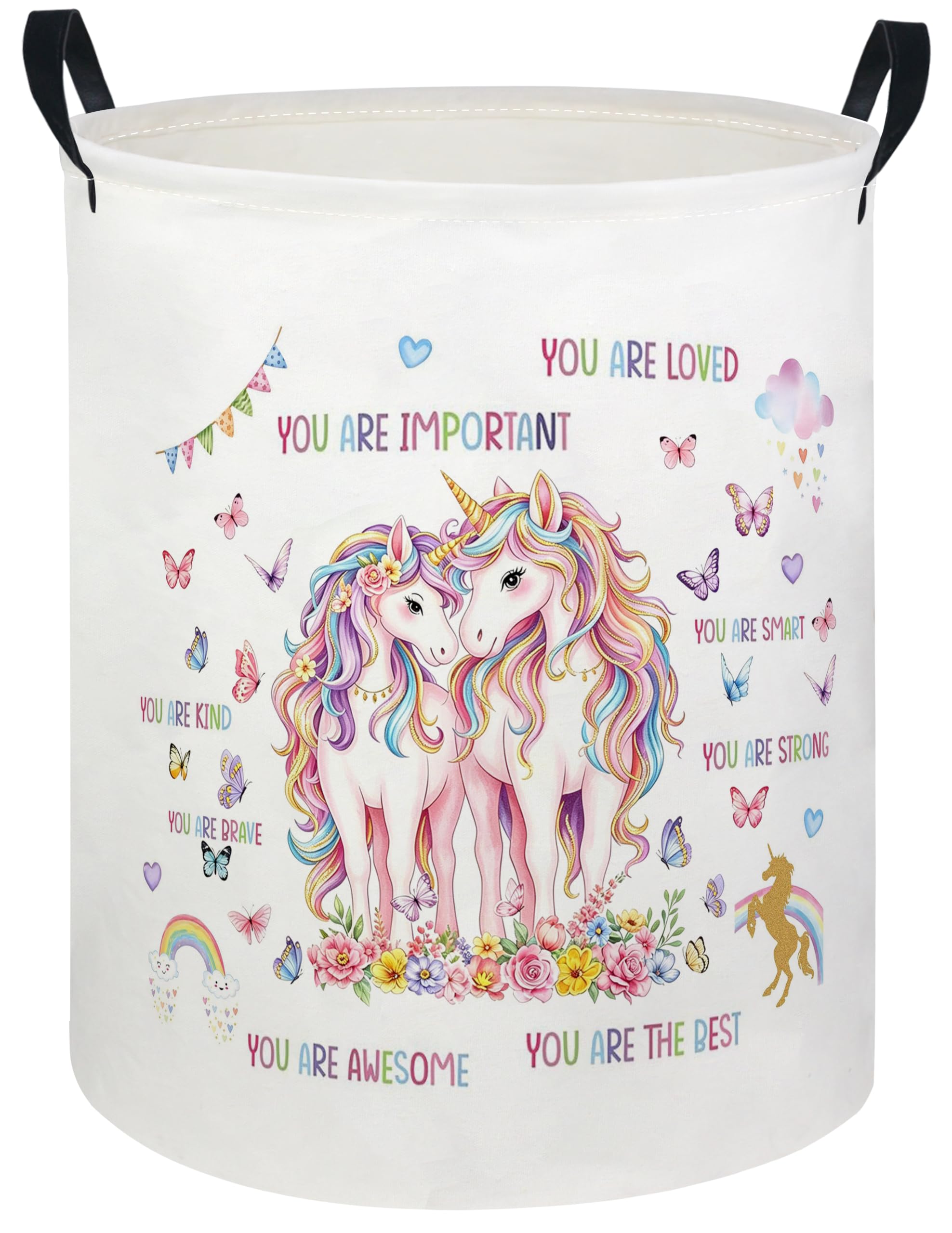 Baby Laundry Hamper kids laundry Basket Waterproof Laundry Bag for Bedroom Clothes Organizer Room Décor(Butterfly Unicorn)