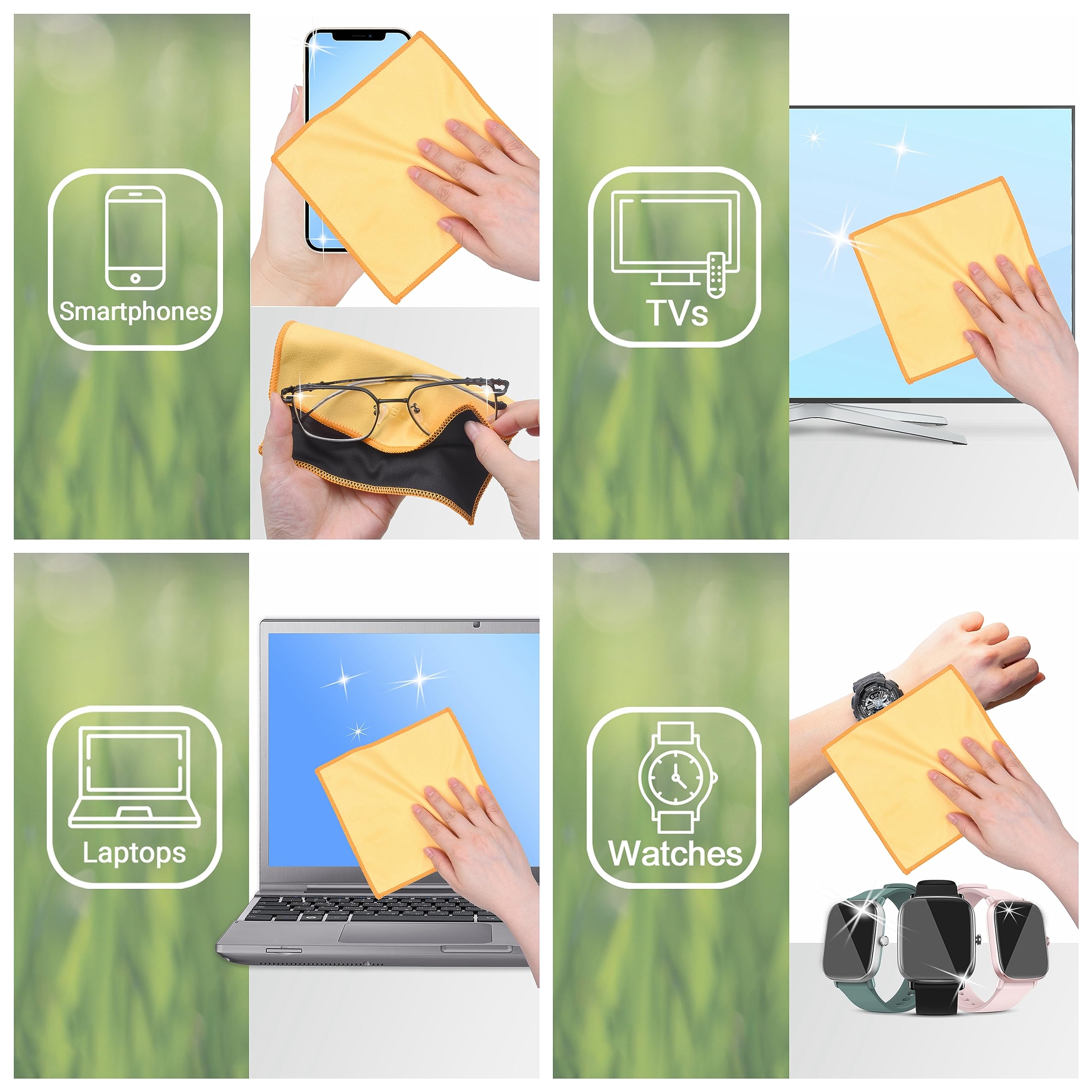 Eco-Fused Microfiber Cleaning Cloths Double-Sided - 5 Pack - 6.6 x 6.2 inch - Microfiber and Suede Cloth for Smartphones, LCD TV, Tablets, Laptop Screens, Camera Lenses (Yellow) view 5