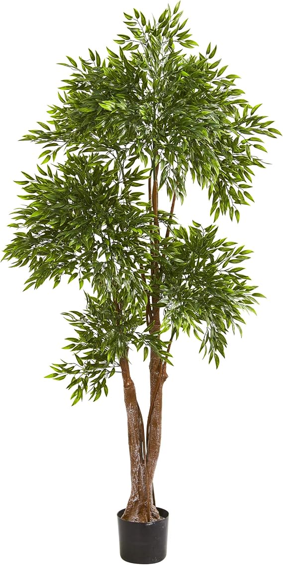 Nearly Natural 69in. Ruscus Artificial Tree UV Resistant (Indoor/Outdoor)