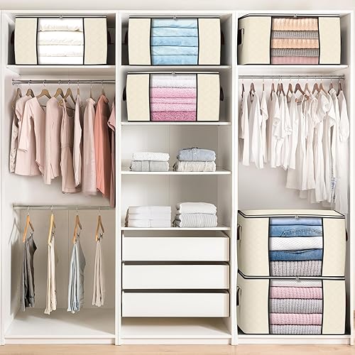 Miniatura 10 de Budding Joy Bolsas de almacenamiento grandes de 90 litros, paquete de 2 contenedores de almacenamiento plegables para armario, contenedores de