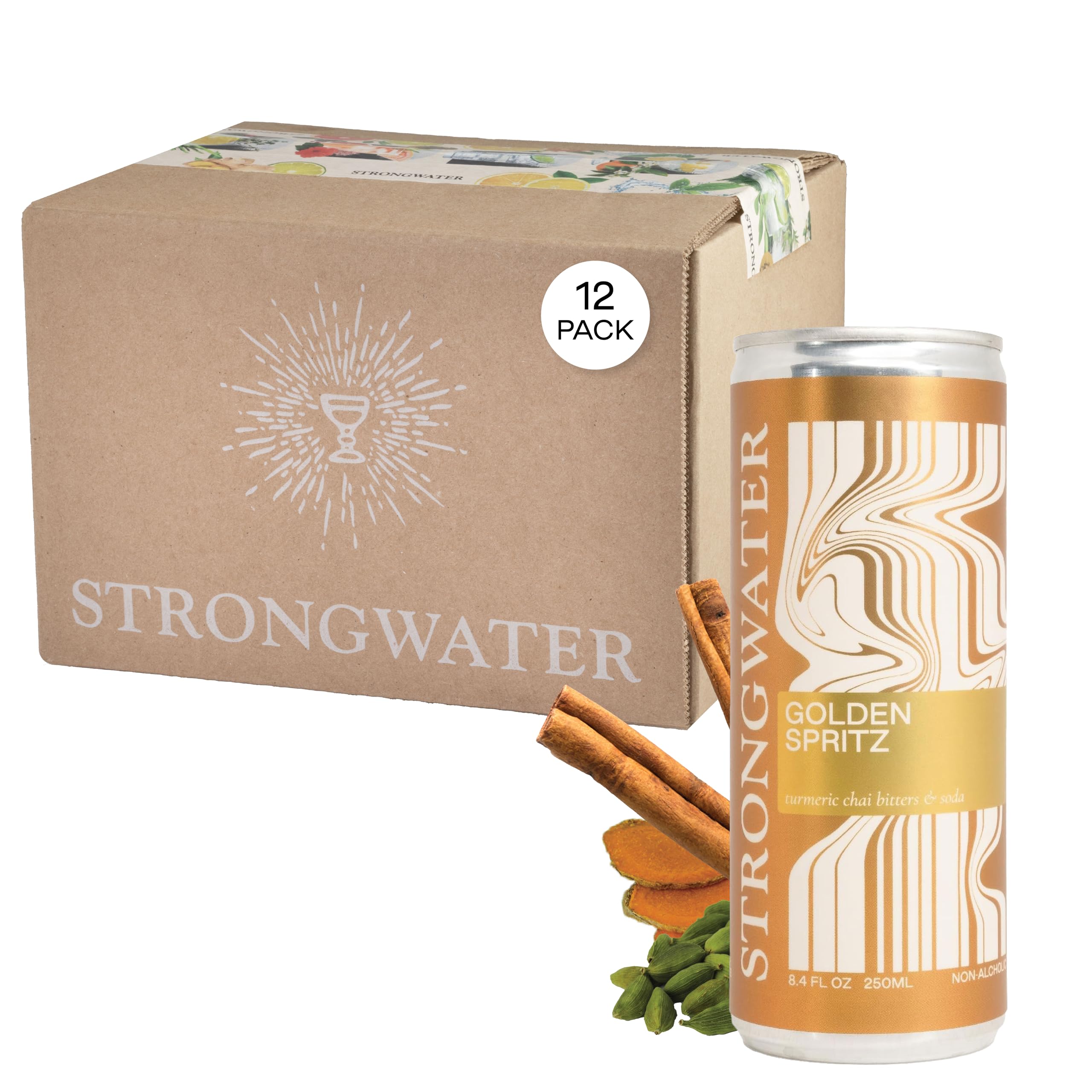 Strongwater Non Alcoholic Bitters & Soda - 12 Pack Cans (8.4 Fl Oz Each) - Premium Non Alcoholic Drinks - Ready to Drink Bitters and Soda, Alcohol