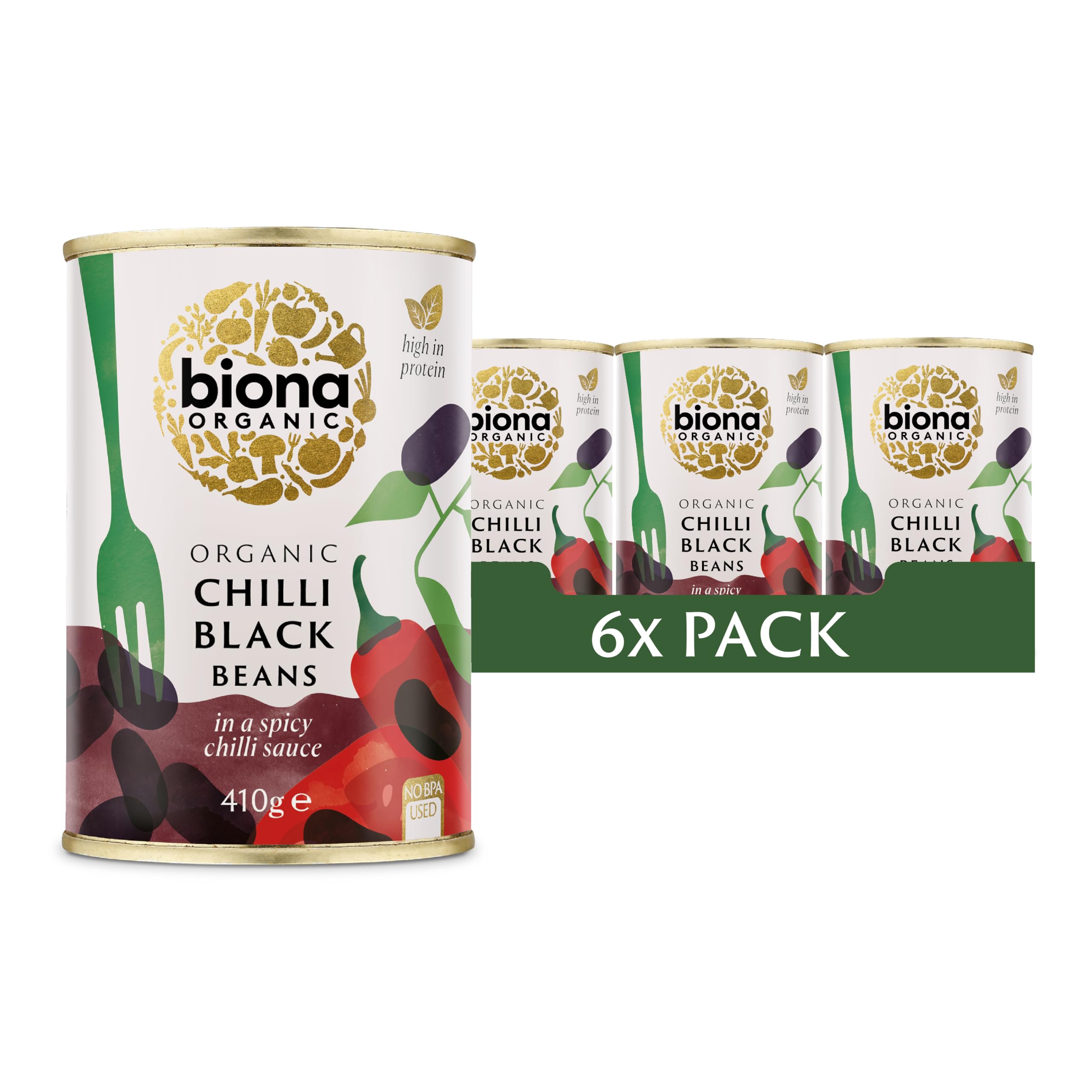 Biona Organic Black Bean Chilli 410g (Pack of 6)