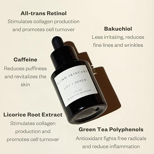 Miniatura 2 de AziMD Skincare Lift + Renew Suero de retinol suave con Bakuchiol y antioxidantes Fórmula antienvejecimiento para una piel más brillante y firme