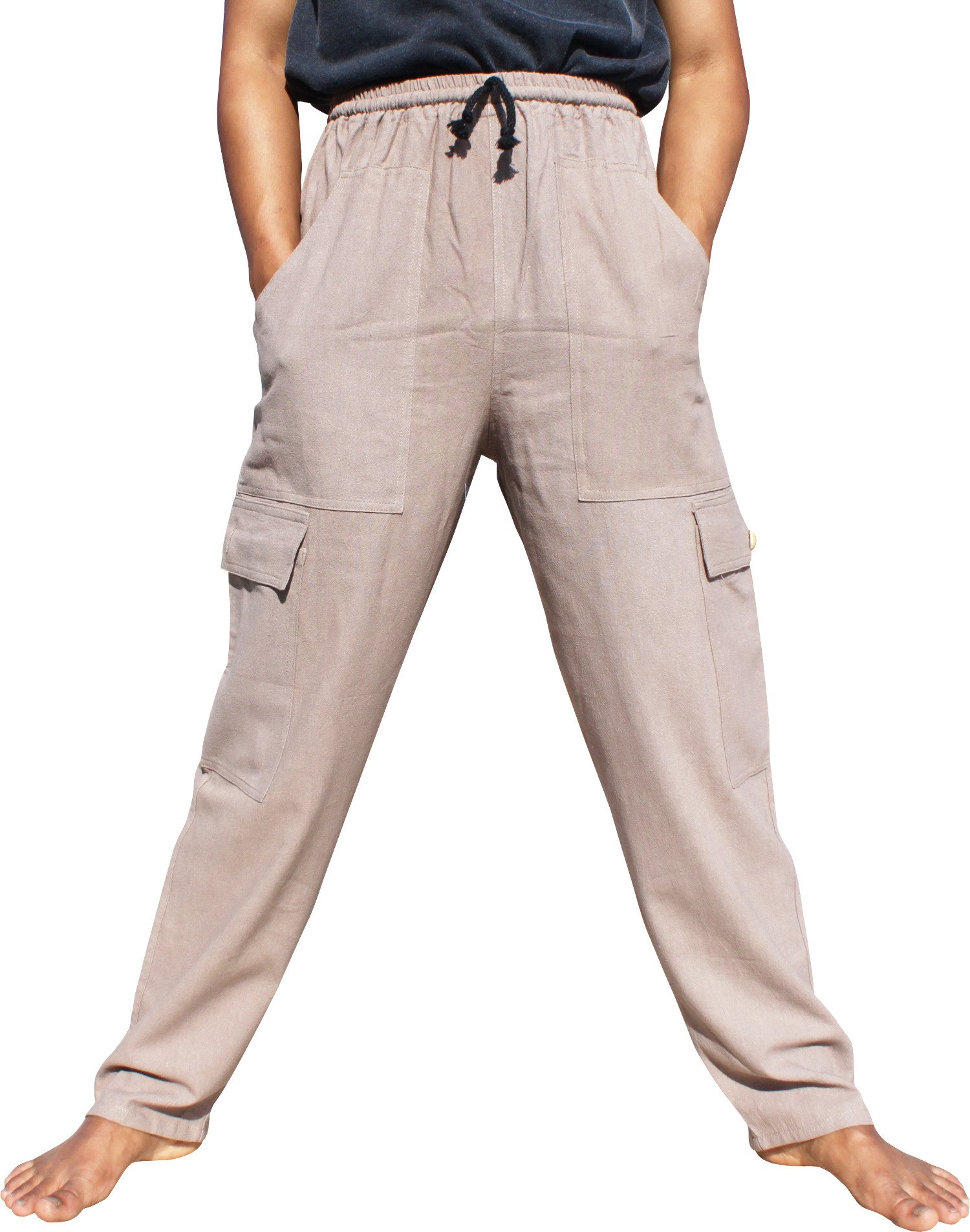 RaanPahMuang Brand 100% Thai Muang Cotton Crafted Plus Size Cargo Pants Men Handmade - Grey -