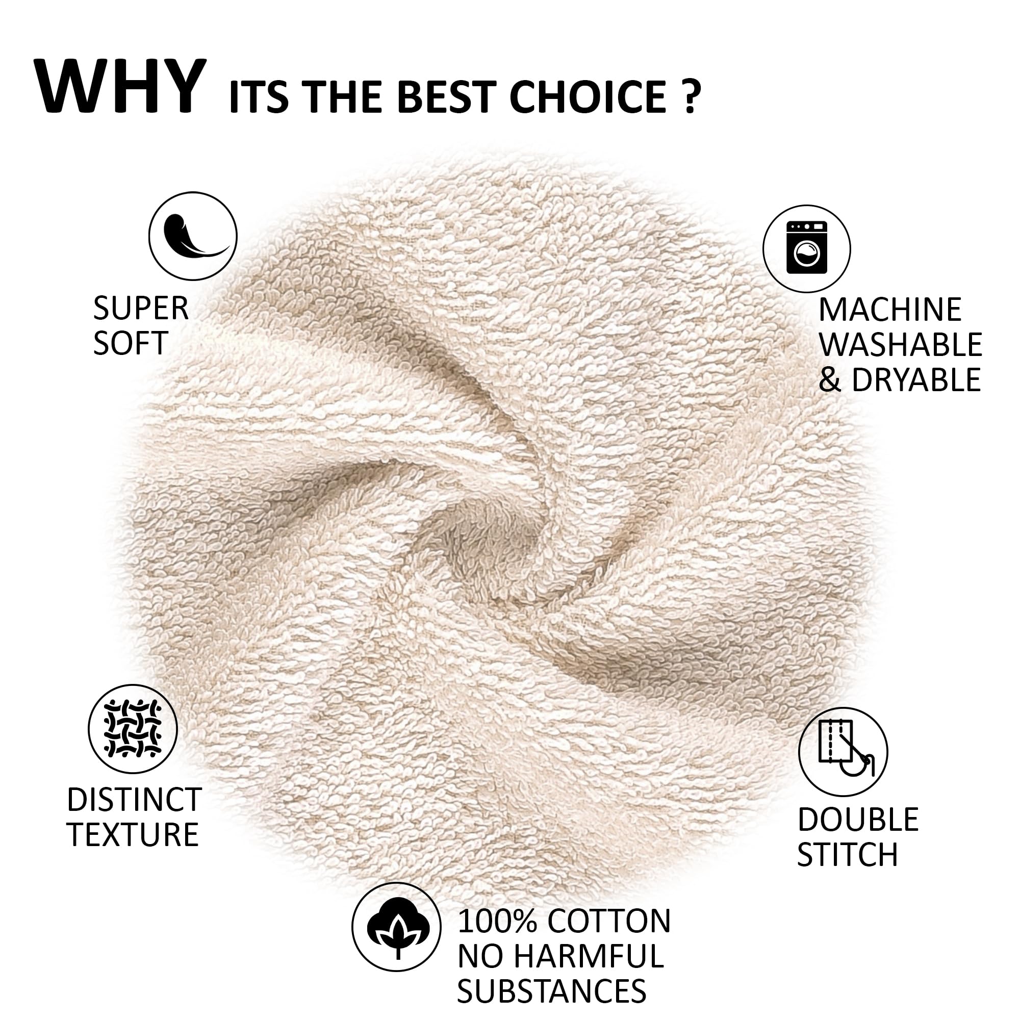 All Design Badetücher, Creme, schnelltrocknend, weich, sehr saugfähig, 100 % Baumwolle, Badetücher für Badezimmer, Pool, Fitnessstudio, Camping, Reisen, Schlafsaal (Elfenbeinspitze)