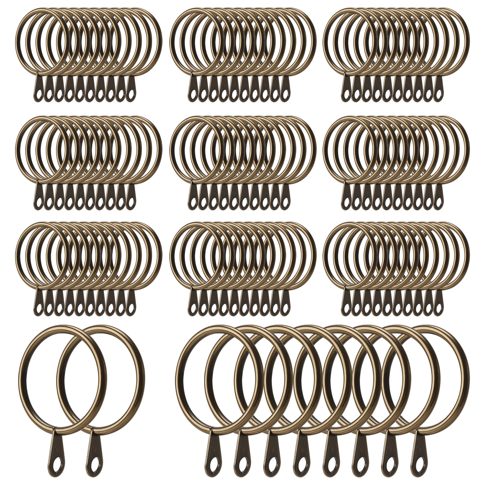 Jiayuet Brass 100 Pack 30Mm Antique Curtain Rings,Bronze Iron Curtain Hoops For Shower Rods, Decorative Drapery Hardware