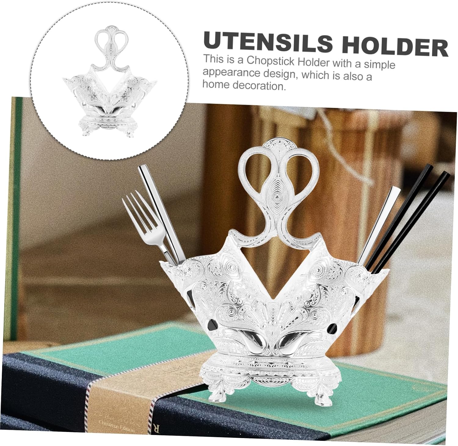 European Zinc Alloy Utensil Holder Fork and Spoon Rest Modern Tabletop Cutlery Organizer for Kitchen Counter Stylish Dining Utensil Container for Home Use