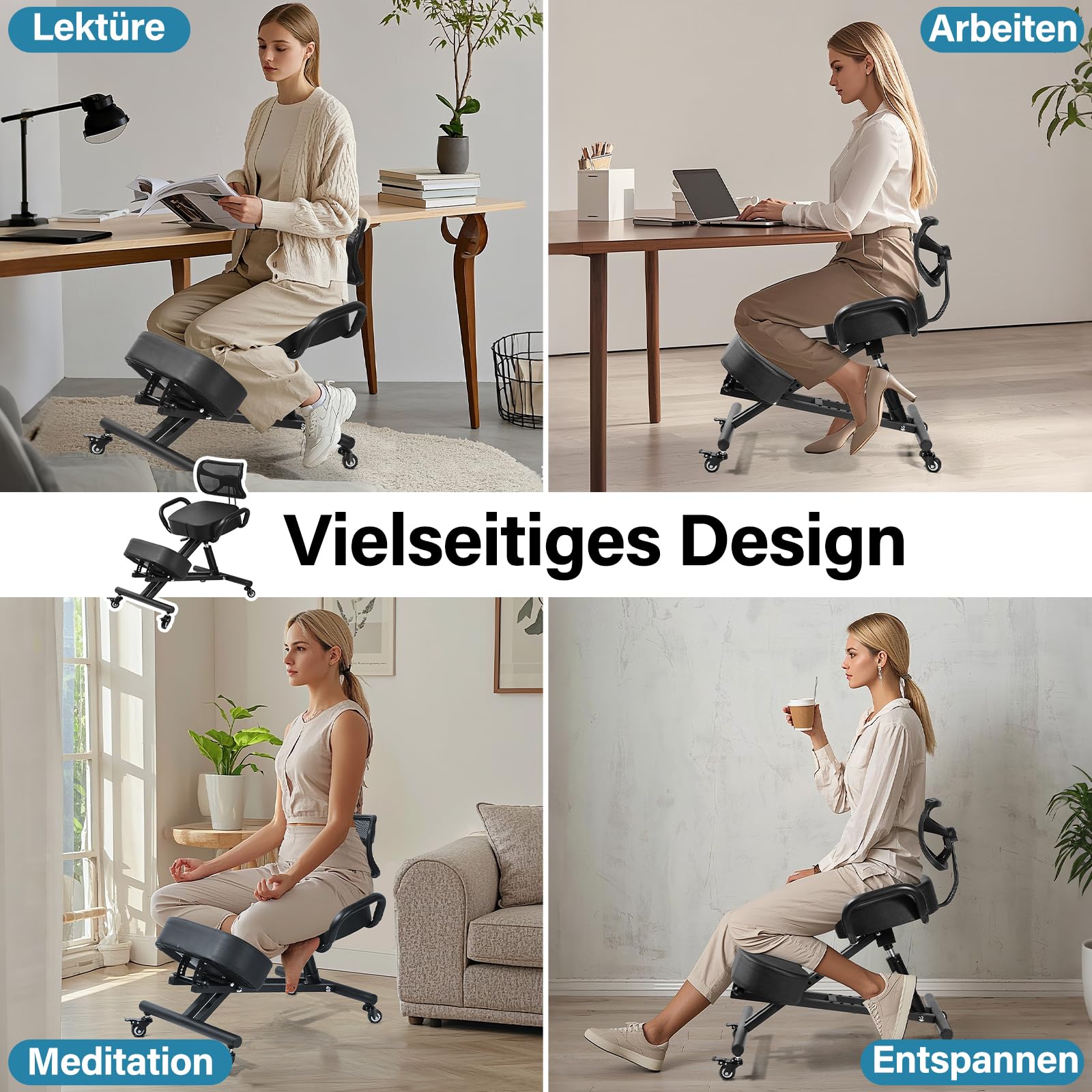 Kniestuhl, Ergonomischer Kniestuhl, Kniende Bürostühle Mit Einstellbarer Höhe Und Lordosenstütze Für Bank- Und Konferenzräume, Büros, Empfangsbereiche Zu Hause, Verbesserung Der Körperhaltung