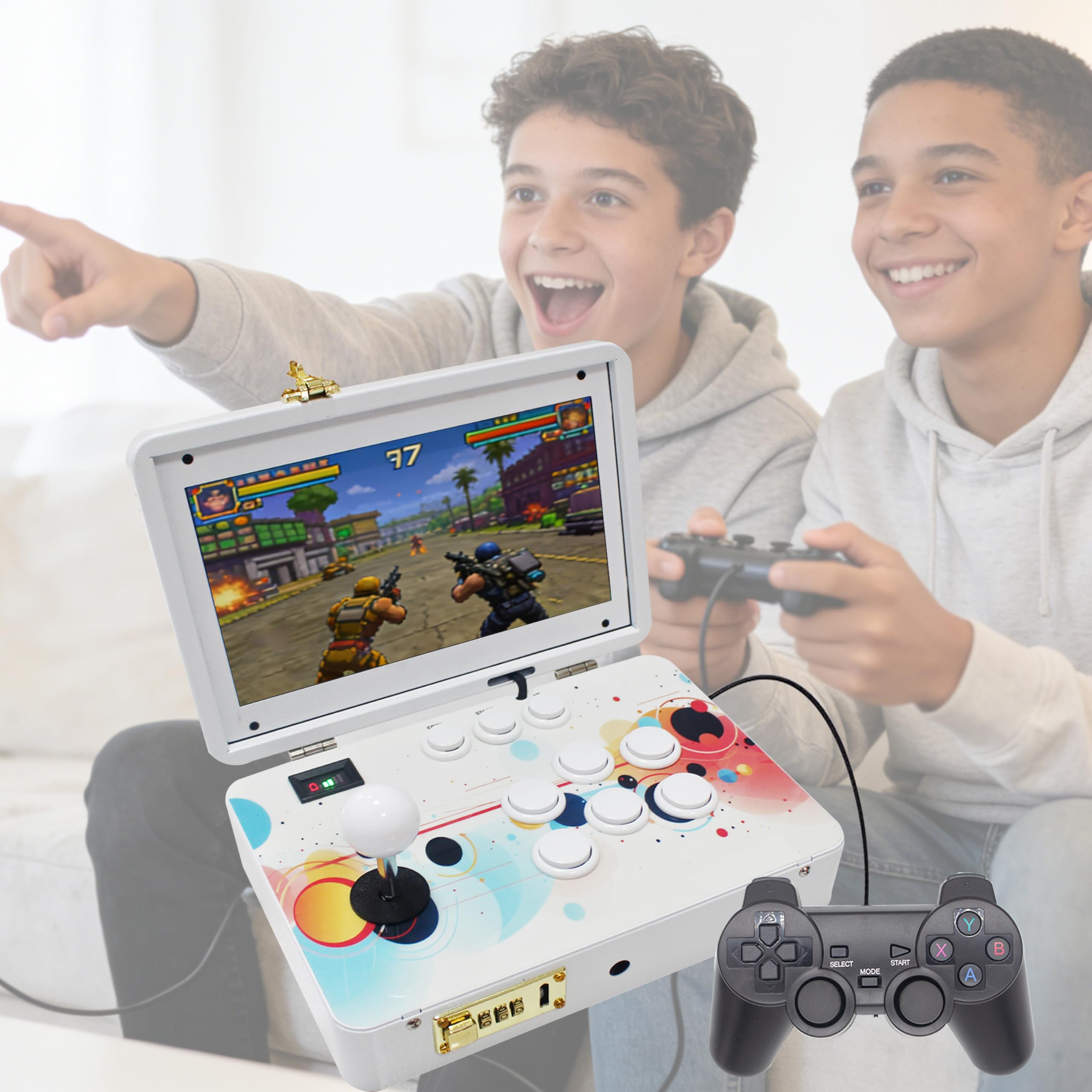 9800 en 1 Consola portátil de Juegos de Arcade de 10.1 Pulgadas, Pantalla HD de 25.7 cm, Doble Jugador, DX, máquina de Videojuegos Retro, búsqueda/Oculta/Pausa Juegos